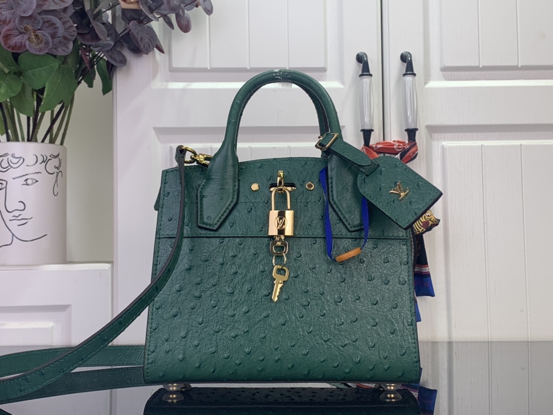 Louis Vuitton Basic Bag Cow Leather Green M-l-s