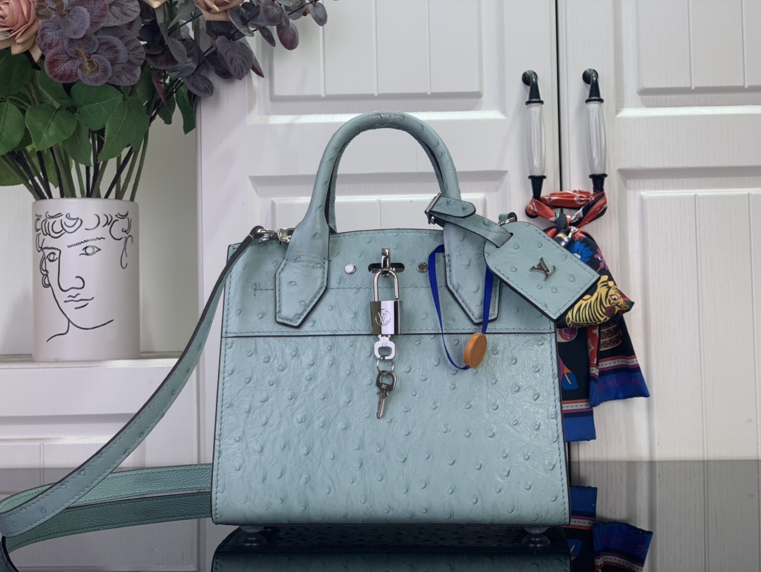 Louis Vuitton Basic Bag Cow Leather Blue M-l-s