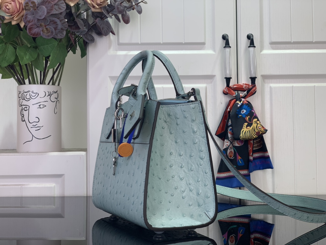 Louis Vuitton Basic Bag Cow Leather Blue M-l-s