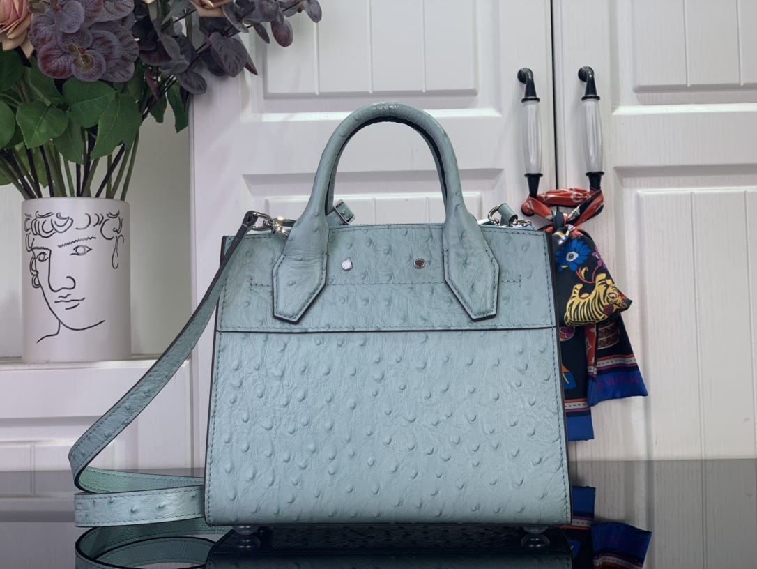 Louis Vuitton Basic Bag Cow Leather Blue M-l-s