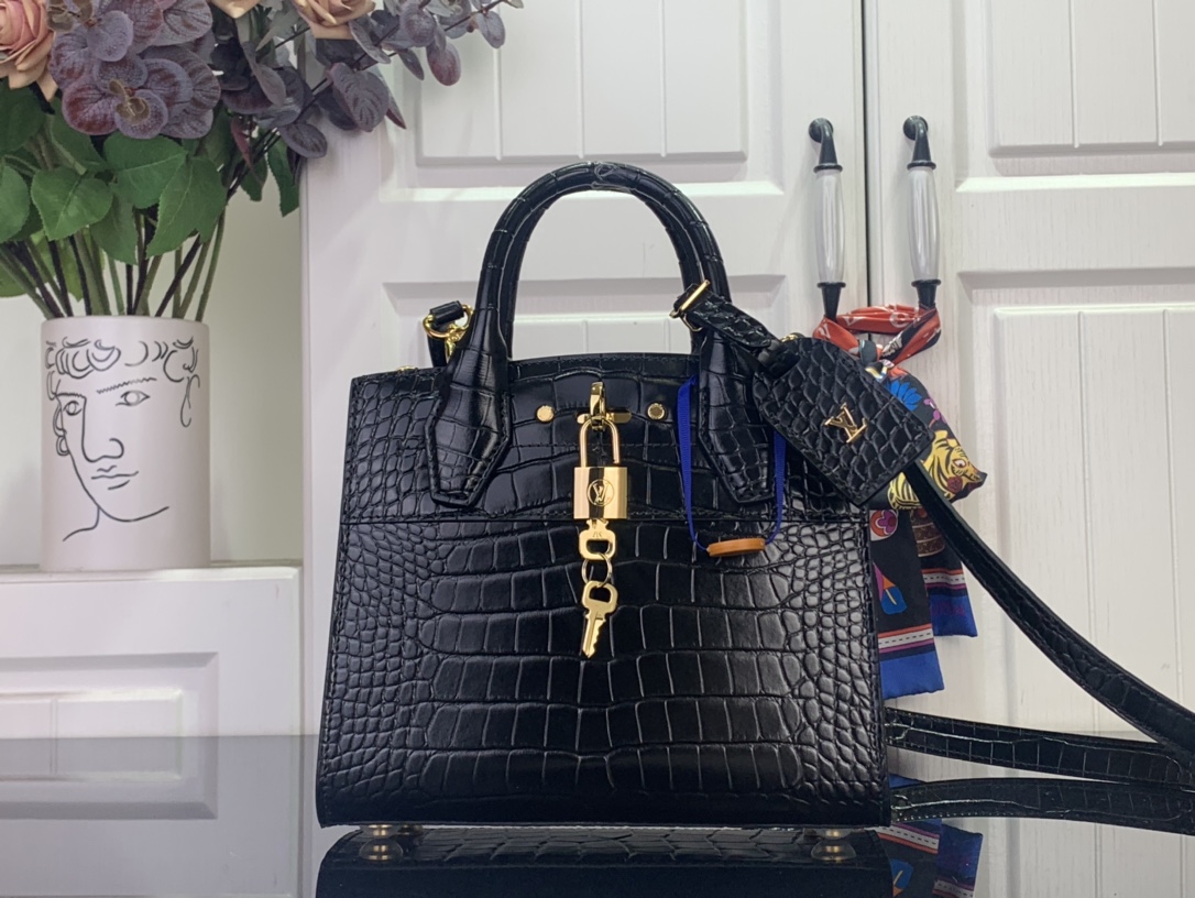 Louis Vuitton Basic Bag Cow Leather Black M-l-s