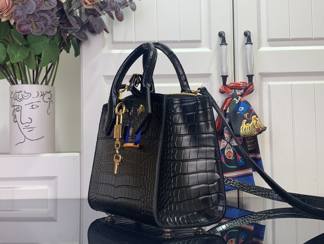 Louis Vuitton Basic Bag Cow Leather Black M-l-s