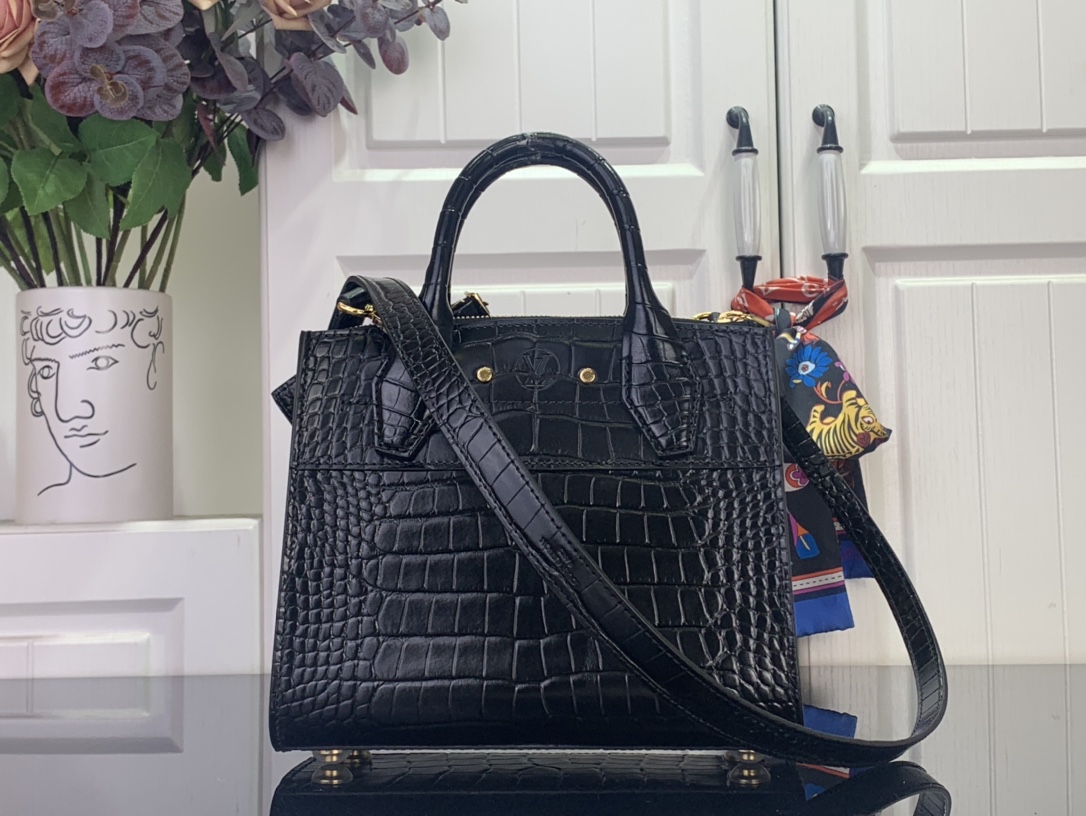 Louis Vuitton Basic Bag Cow Leather Black M-l-s