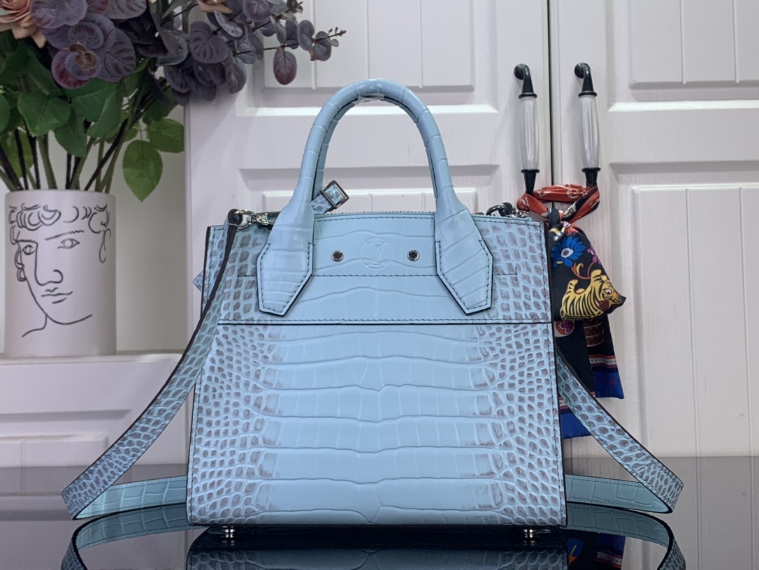 Louis Vuitton Basic Bag Cow Leather Blue M-l-s