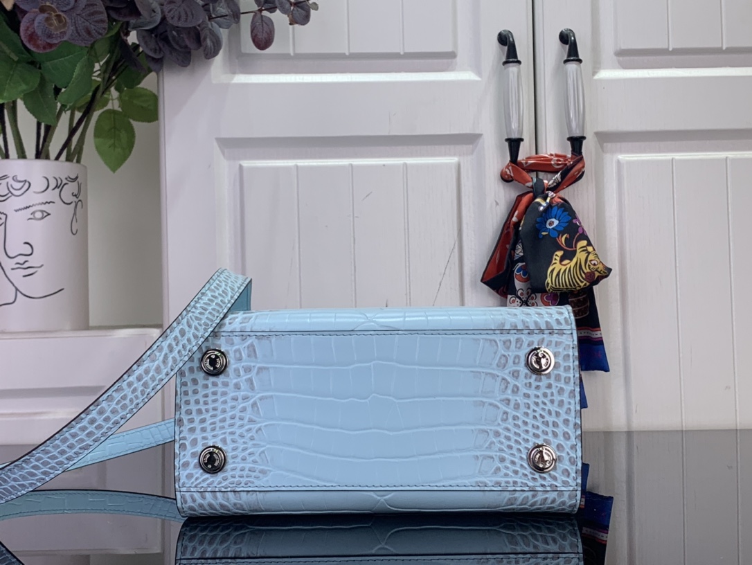 Louis Vuitton Basic Bag Cow Leather Blue M-l-s