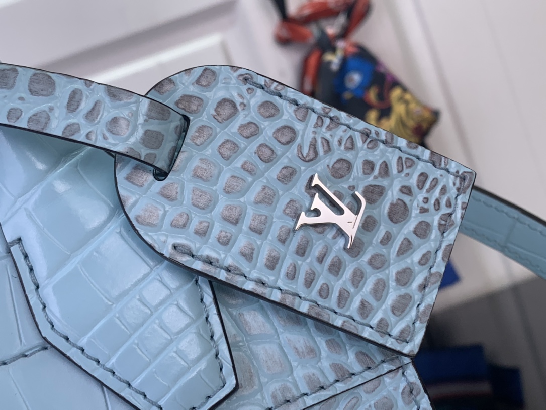 Louis Vuitton Basic Bag Cow Leather Blue M-l-s