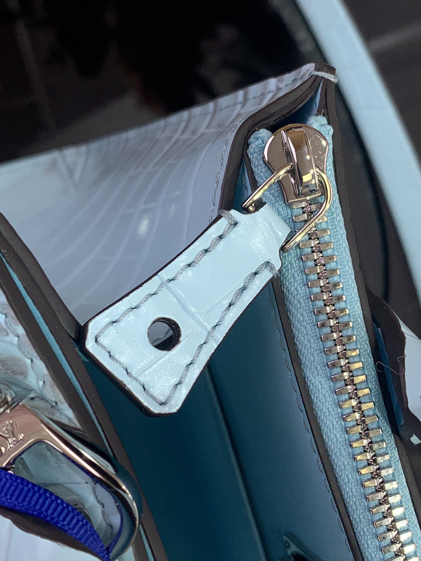 Louis Vuitton Basic Bag Cow Leather Blue M-l-s