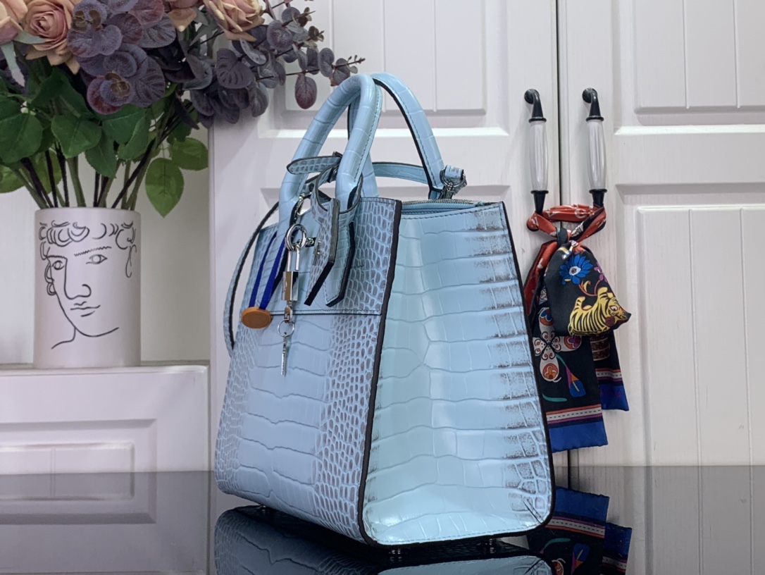 Louis Vuitton Basic Bag Cow Leather Blue M-l-s