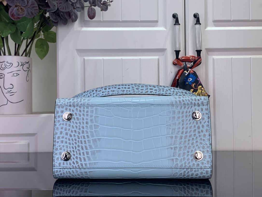 Louis Vuitton Basic Bag Cow Leather Blue M-l-s