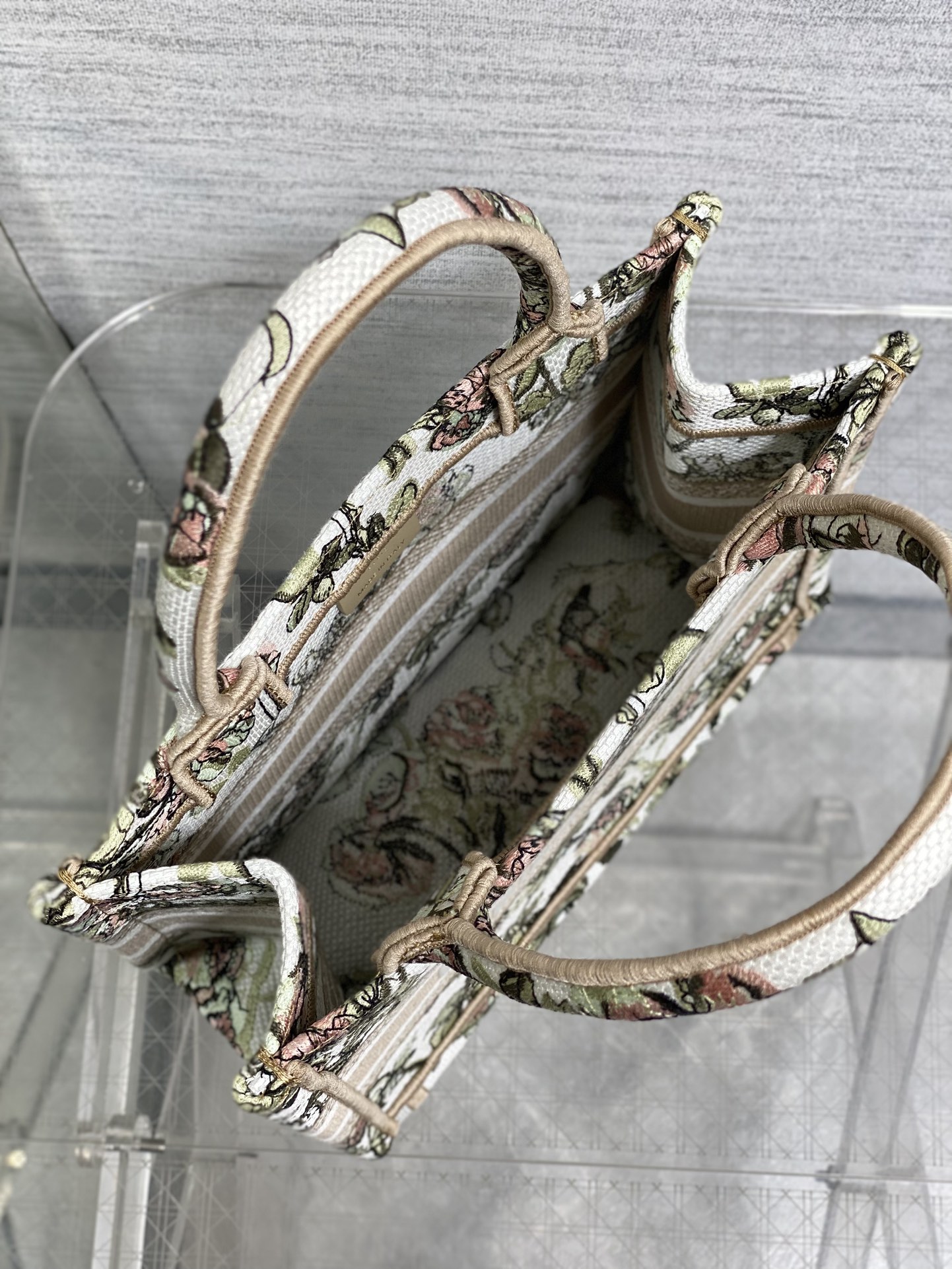 Dior Tote Bag Canvas Pink S-22cm