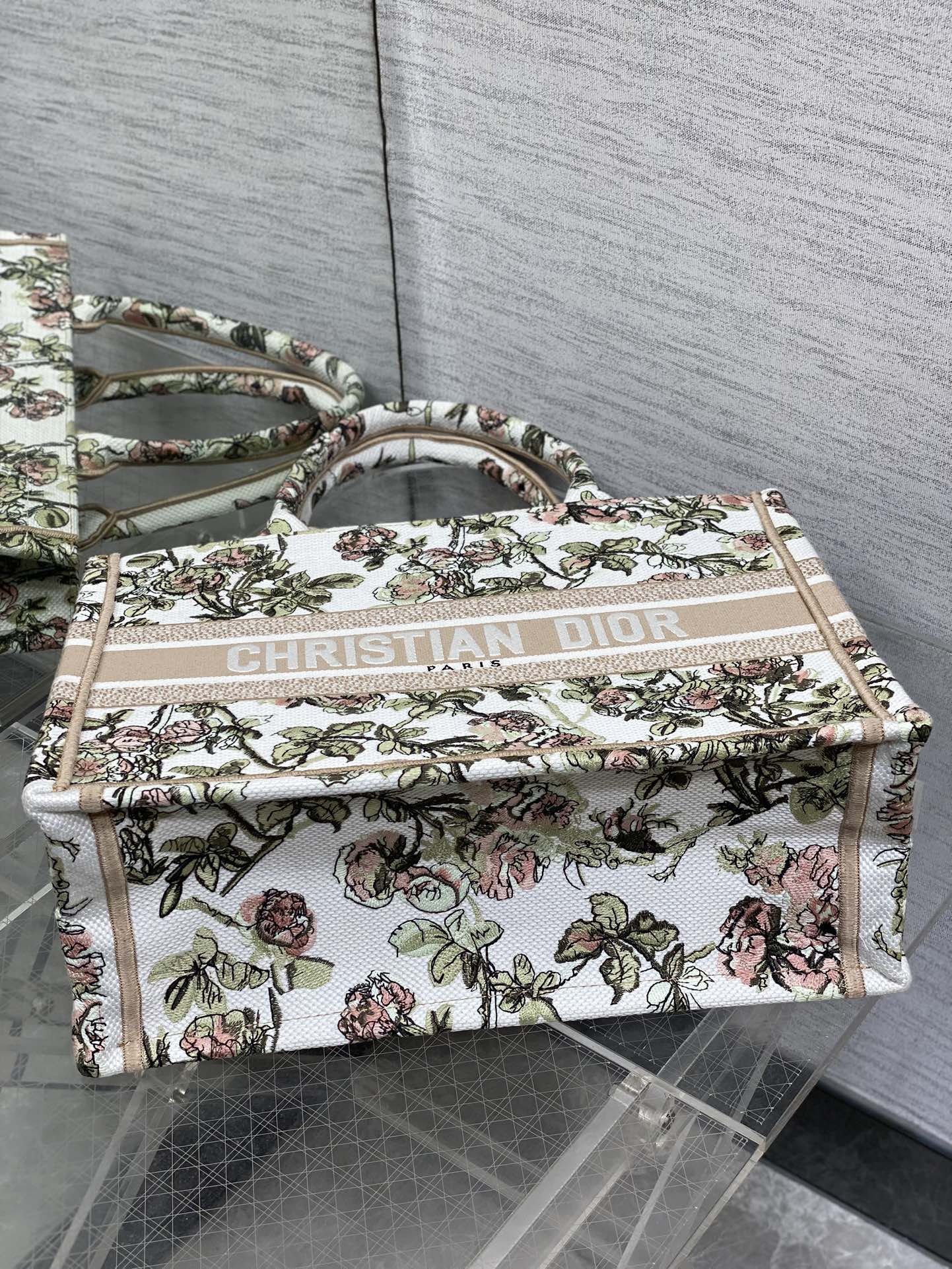 Dior Tote Bag Canvas Pink M-s