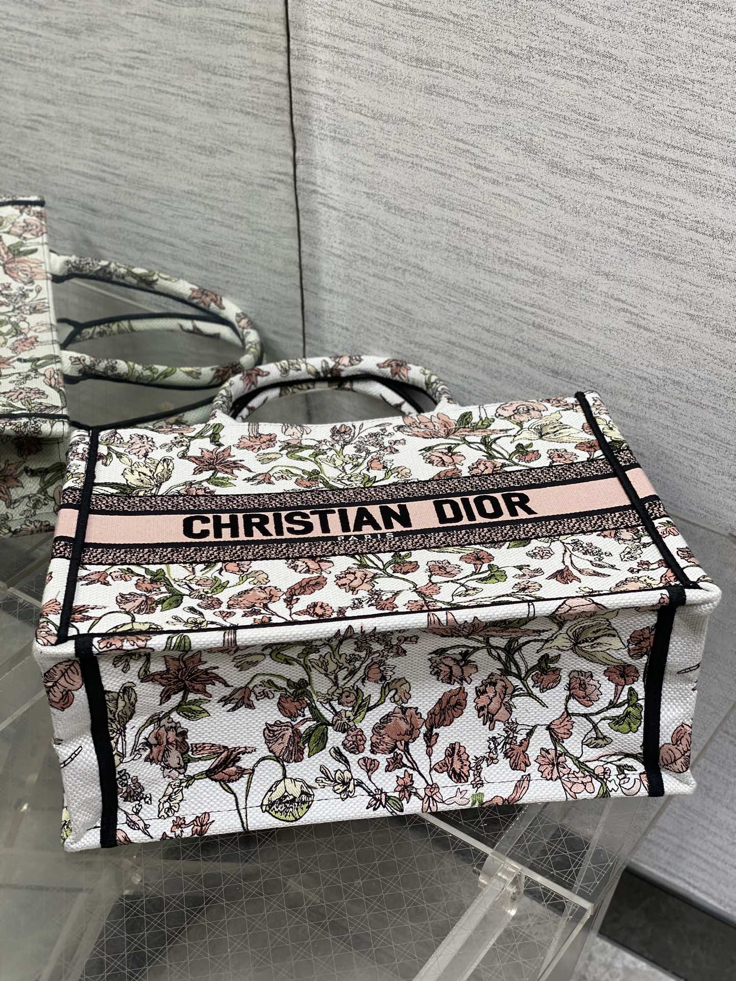 Dior Tote Bag Canvas Pink M-s