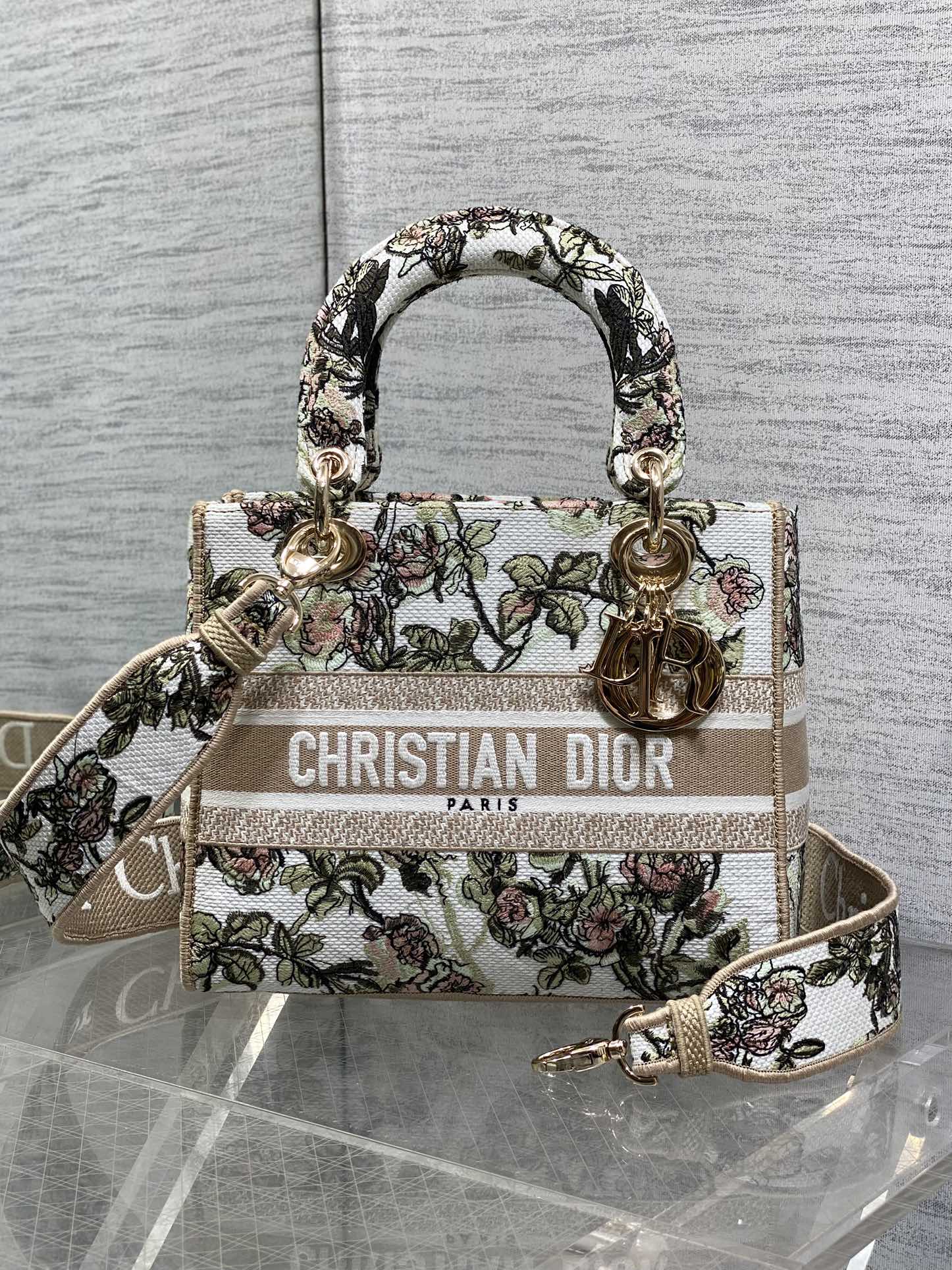 Dior Female Basic Bag Canvas Gold 20cm-l-s
