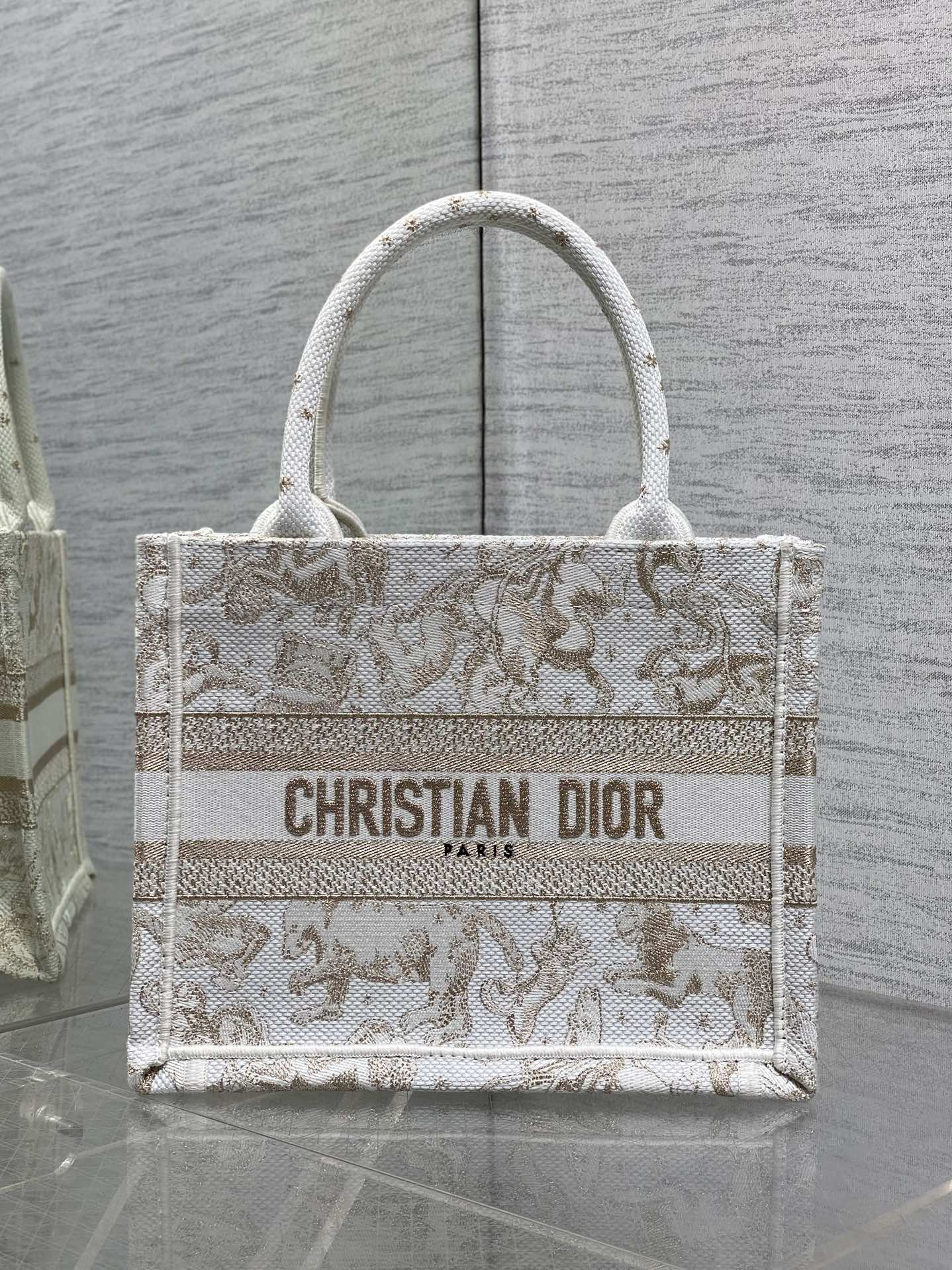 Dior Basic Bag Canvas Gold M-s