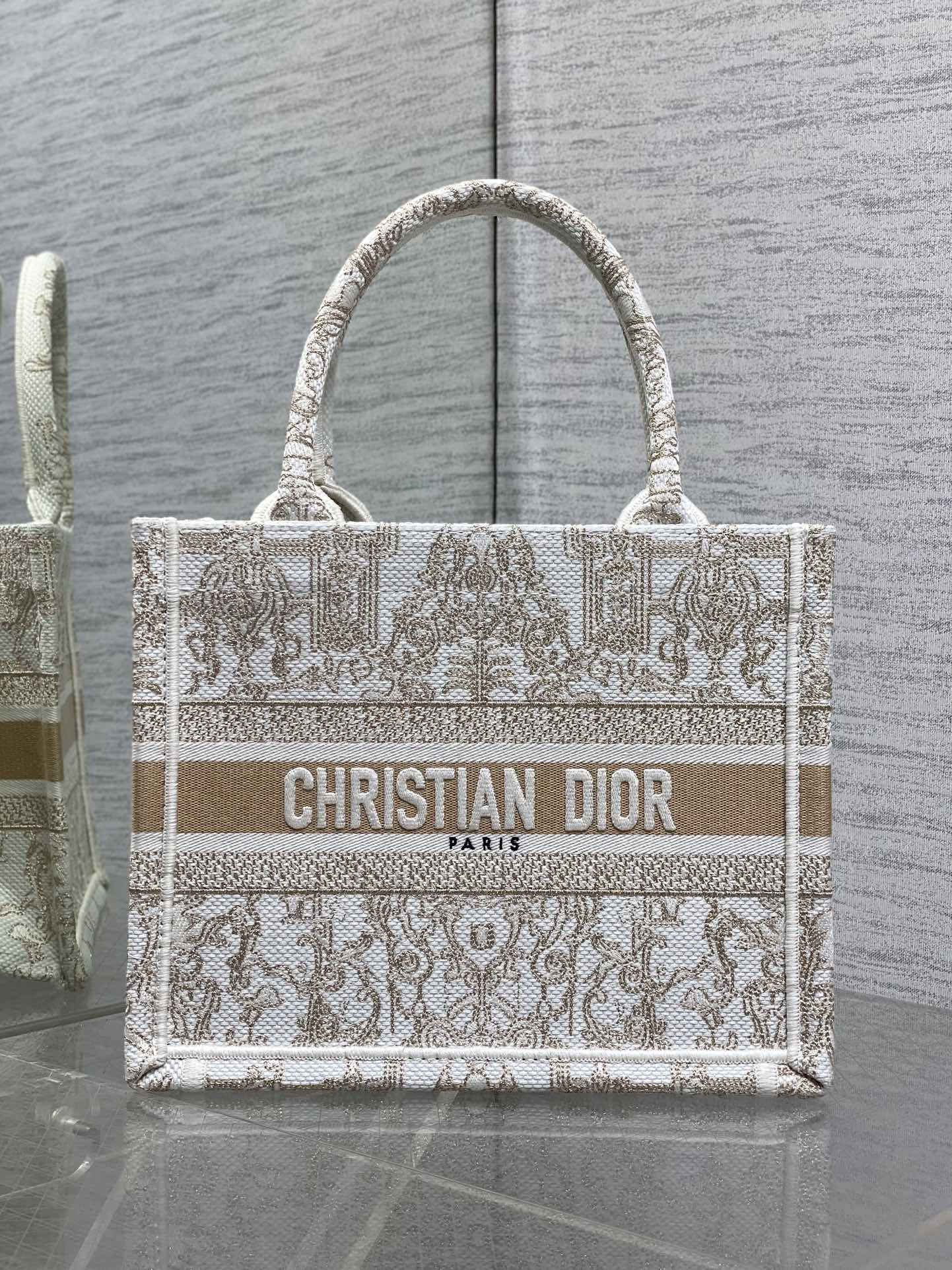 Dior Basic Bag Canvas Gold M-s