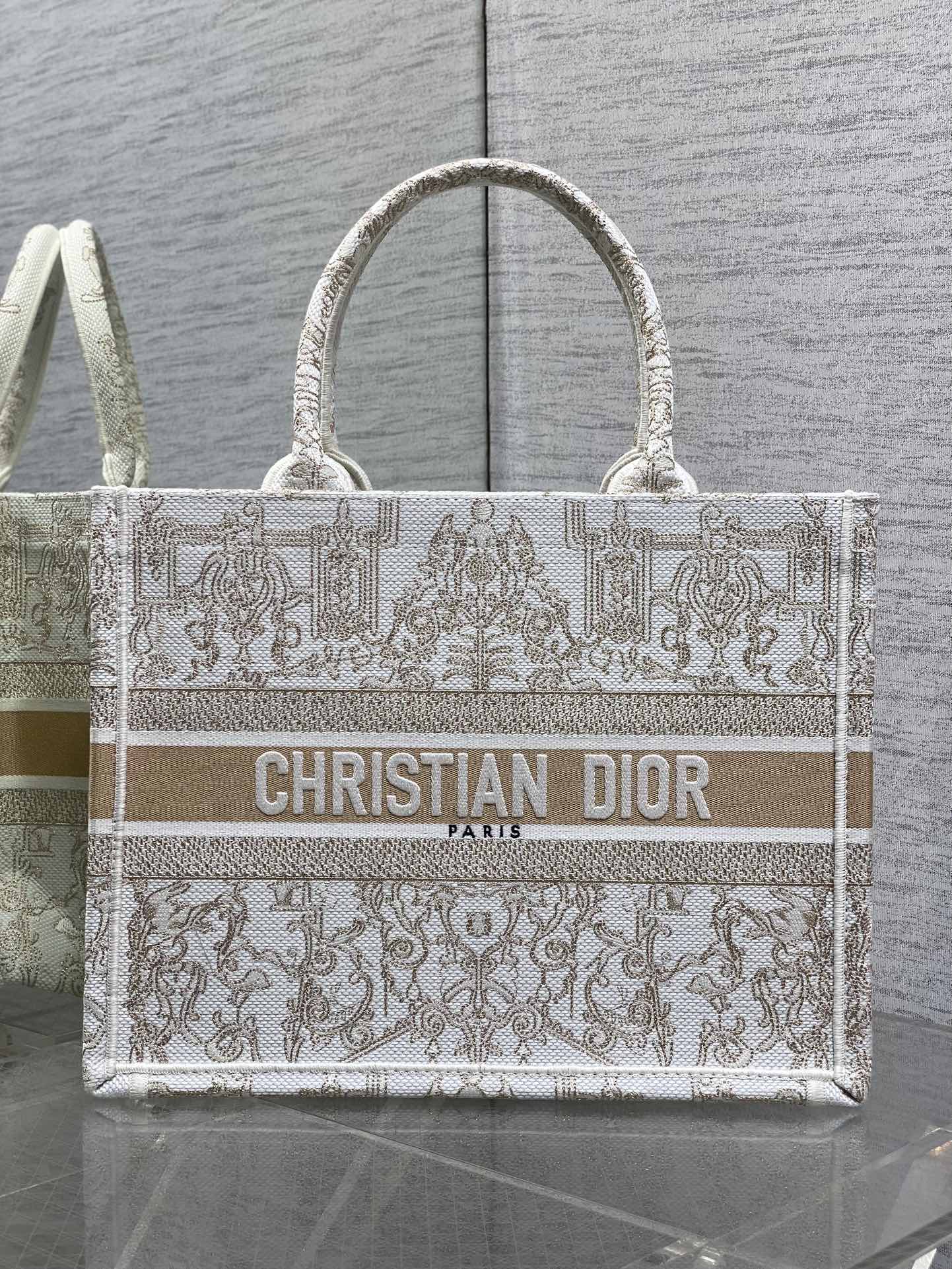 Dior Basic Bag Canvas Gold M-s