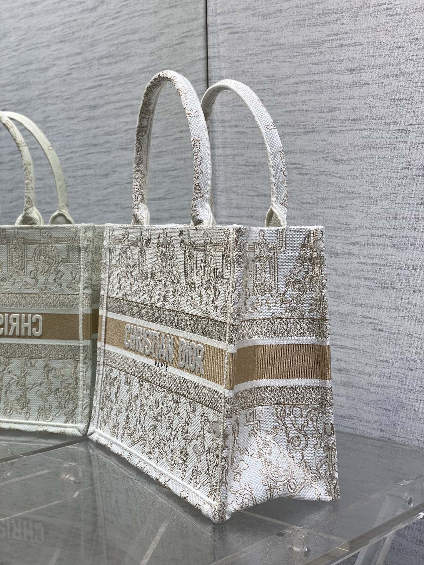 Dior Basic Bag Canvas Gold M-s