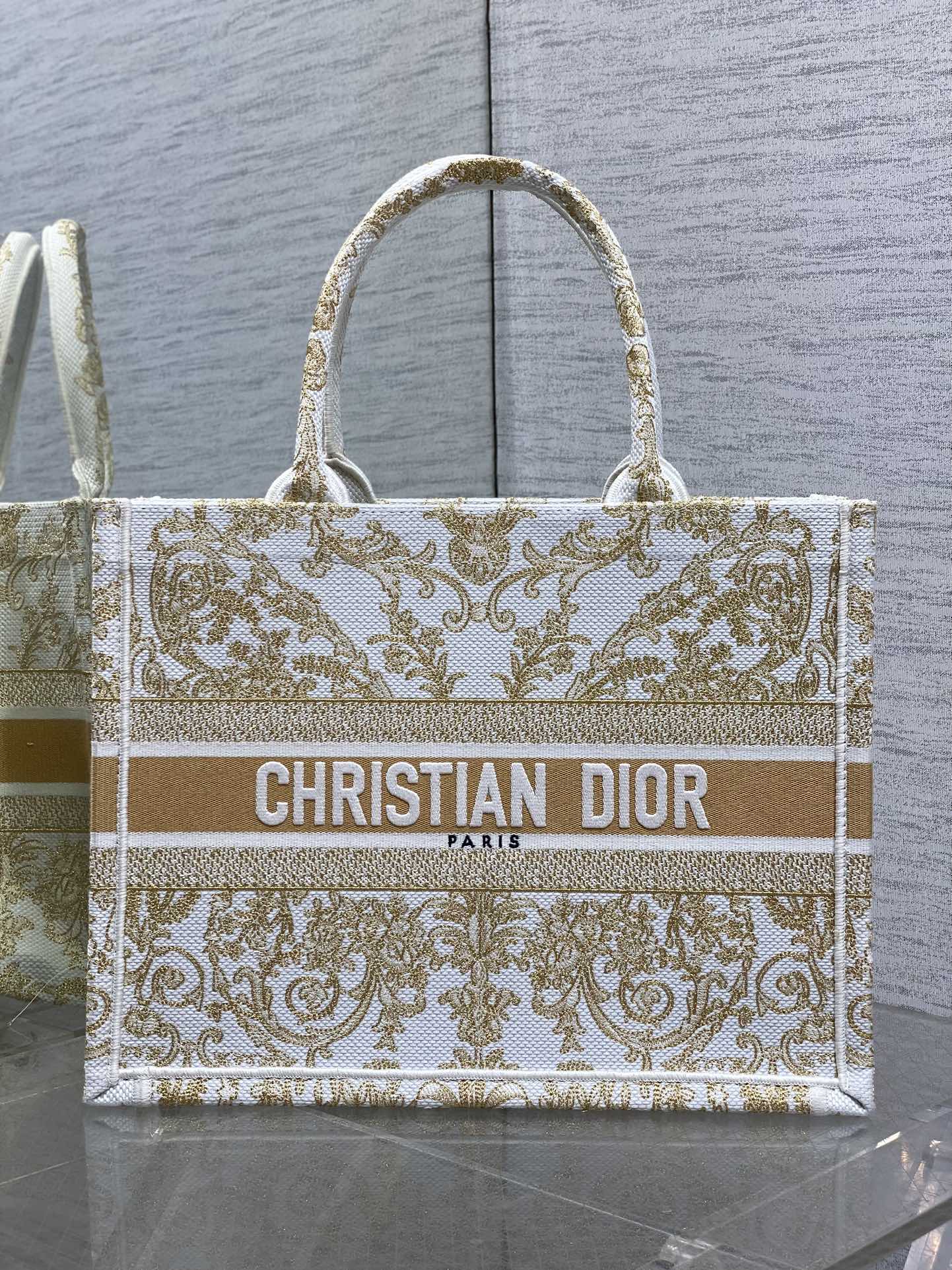 Dior Basic Bag Canvas Gold M-s