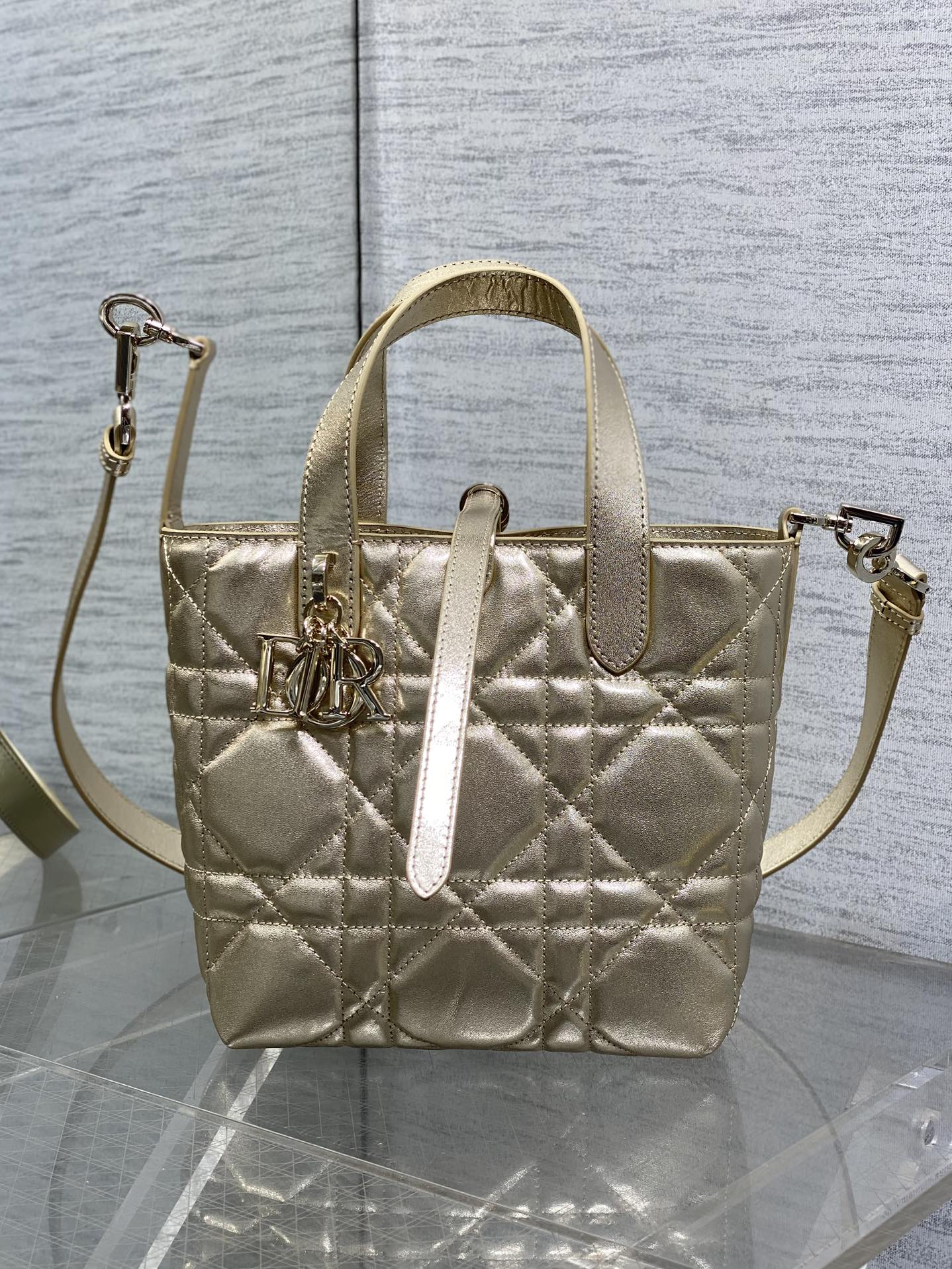 Basic Bag Cow Leather Gold Foldable 18cm-s