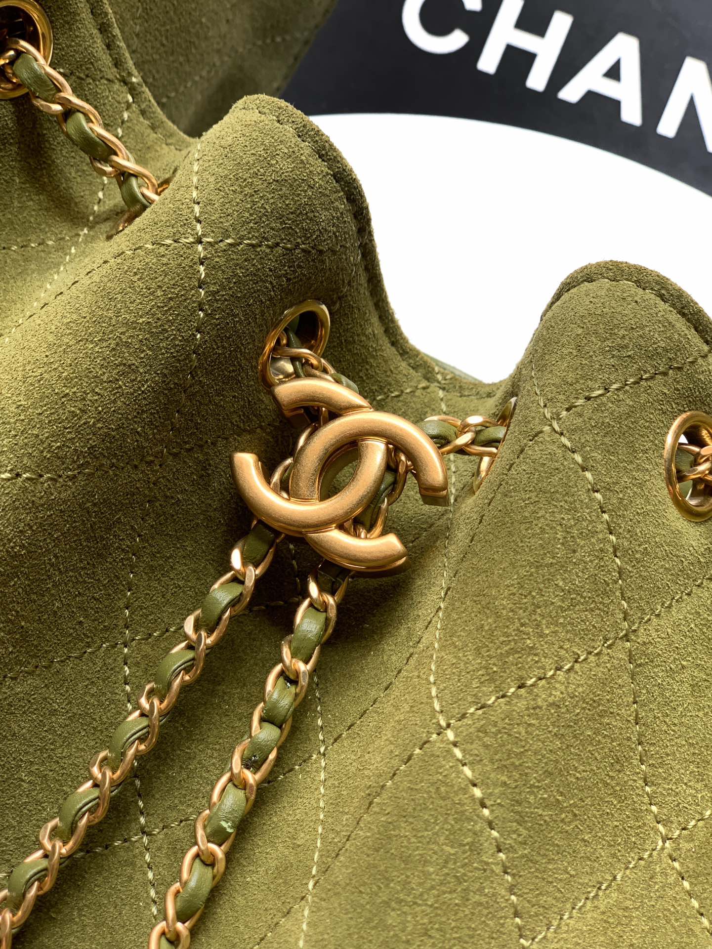 Chanel Bucket Bag Green 14cm-m-l