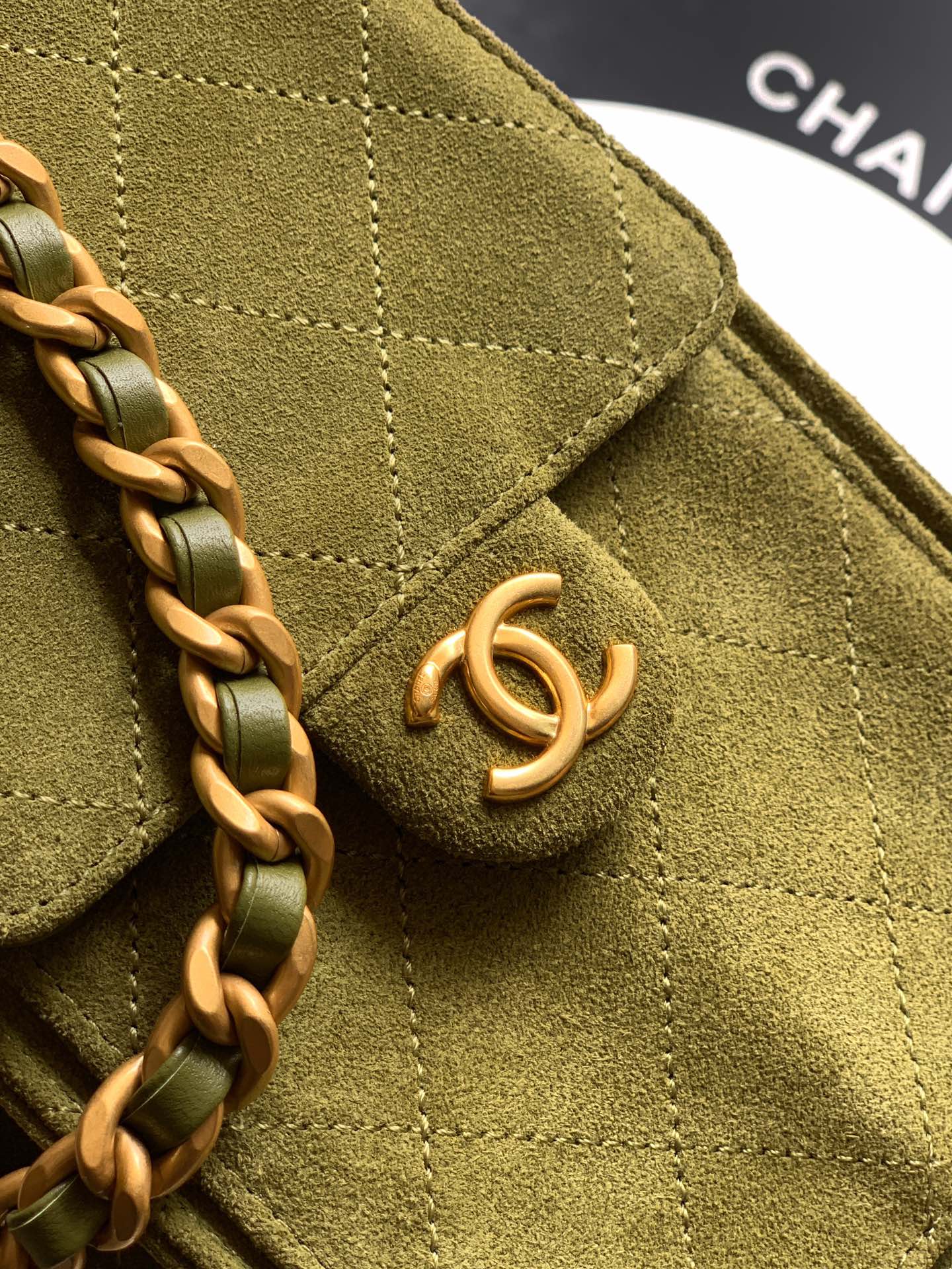 Chanel Bucket Bag Green 14cm-m-l