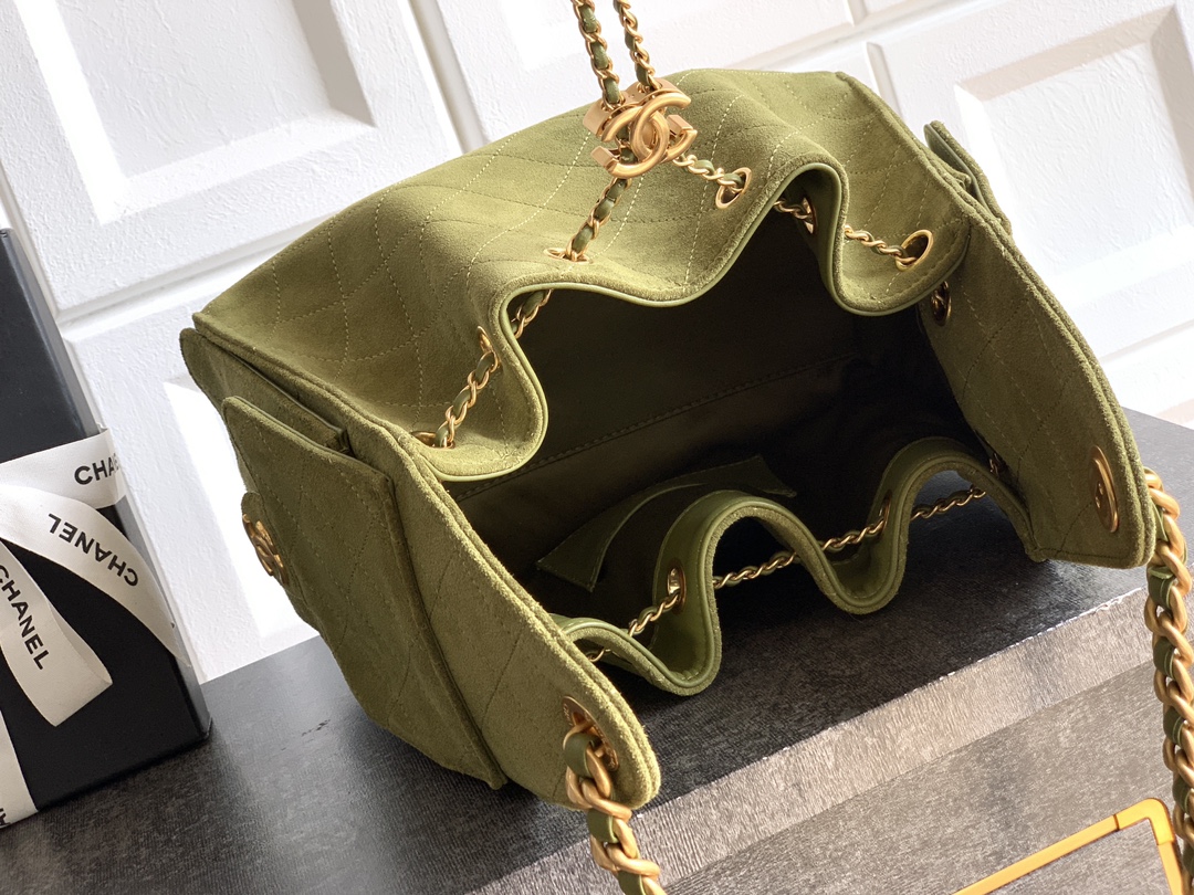 Chanel Bucket Bag Green 14cm-m-l