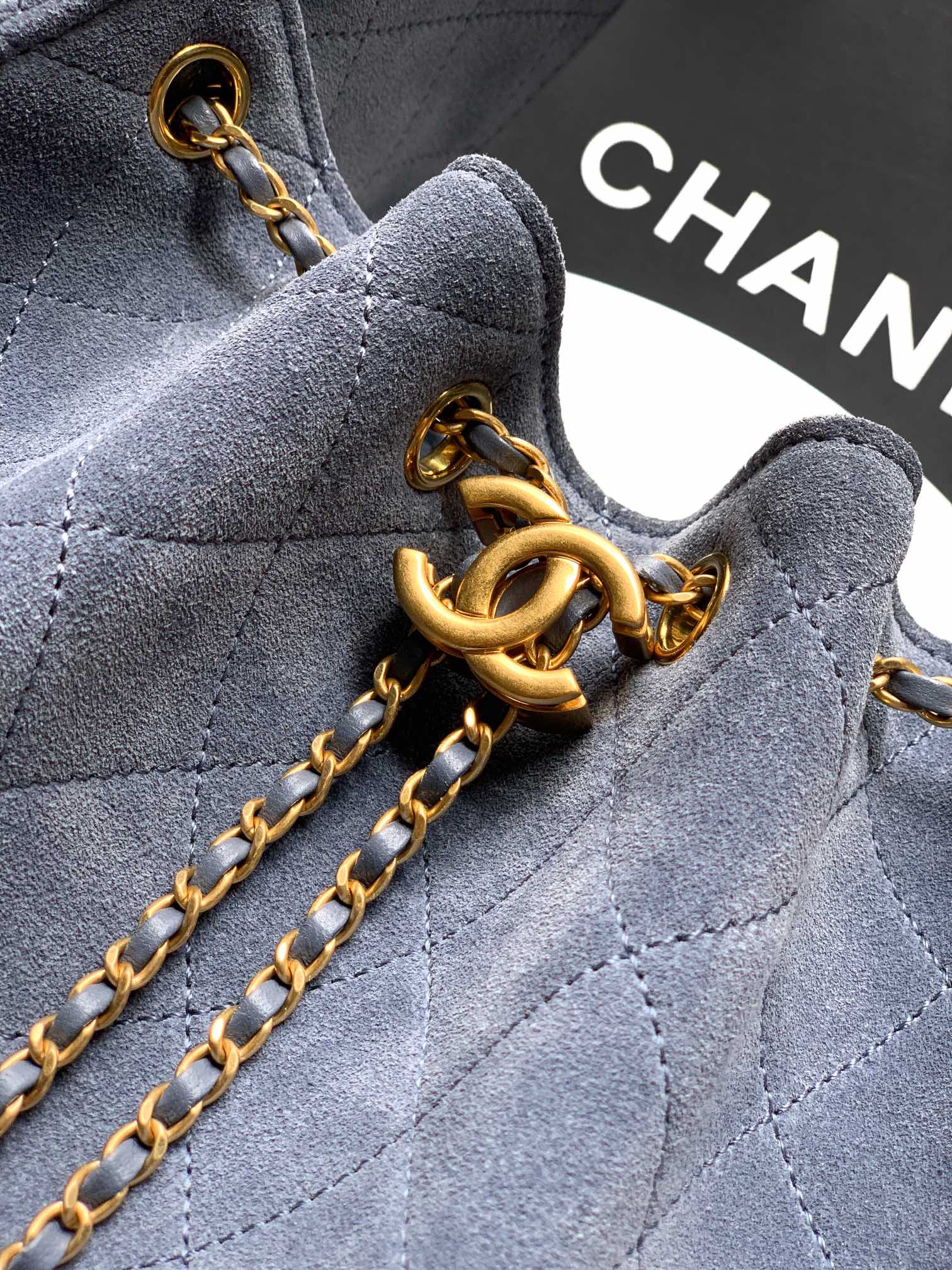 Chanel Bucket Bag Blue 14cm-m-l
