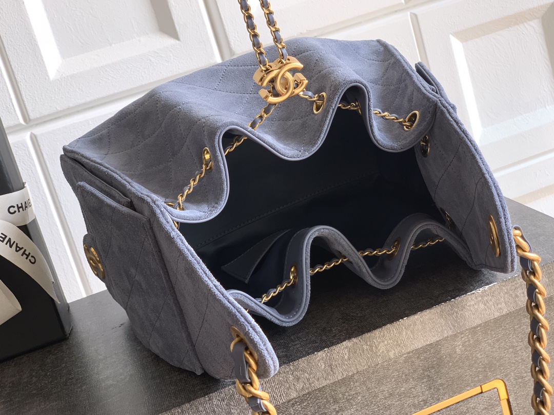 Chanel Bucket Bag Blue 14cm-m-l