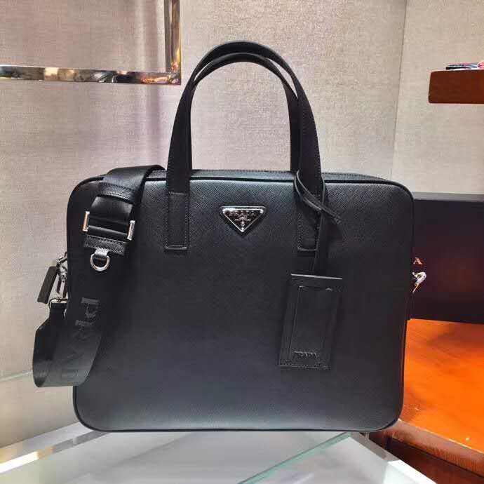 Prada Male Briefcase Cow Leather M-s