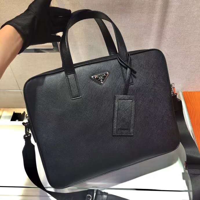 Prada Male Briefcase Cow Leather M-s