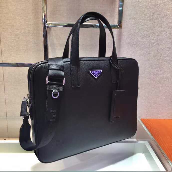 Prada Male Briefcase Cow Leather M-s