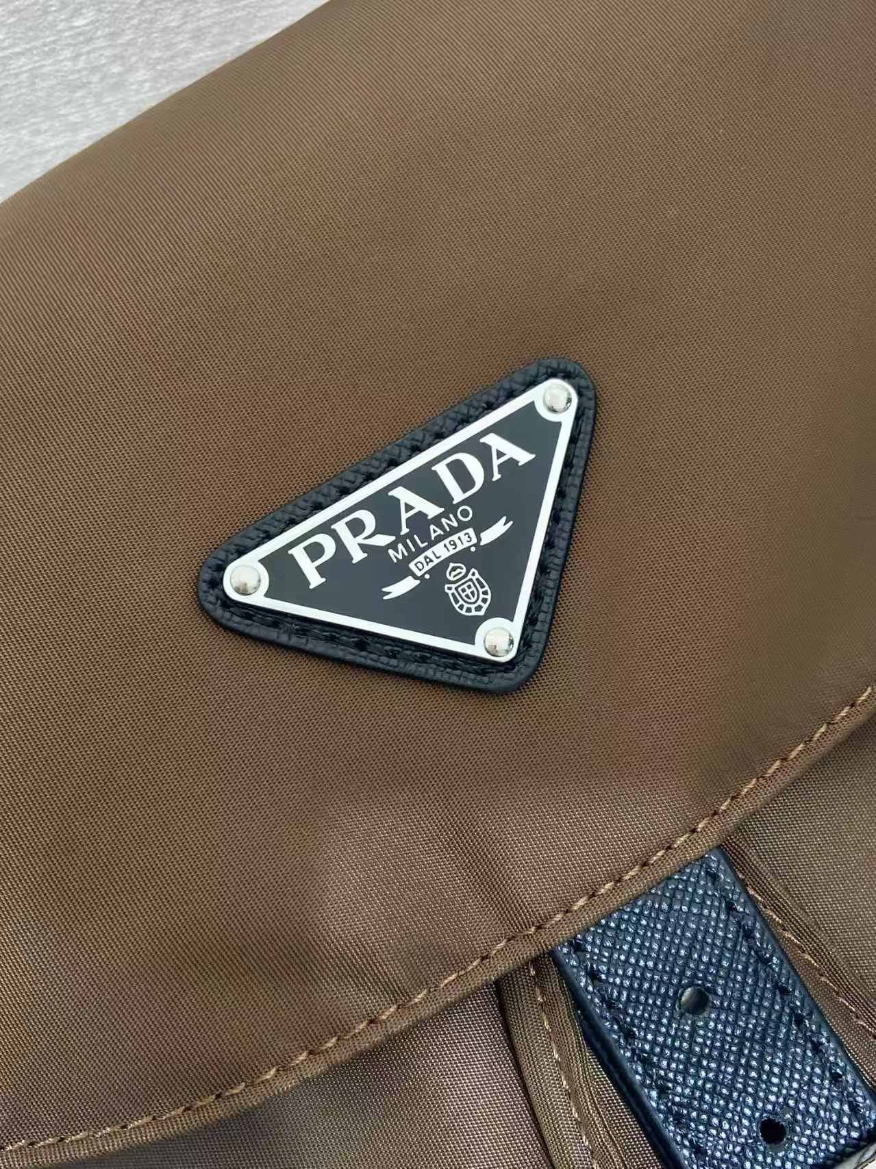 Prada Shoulder Bag Nylon Coffee 15cm-l