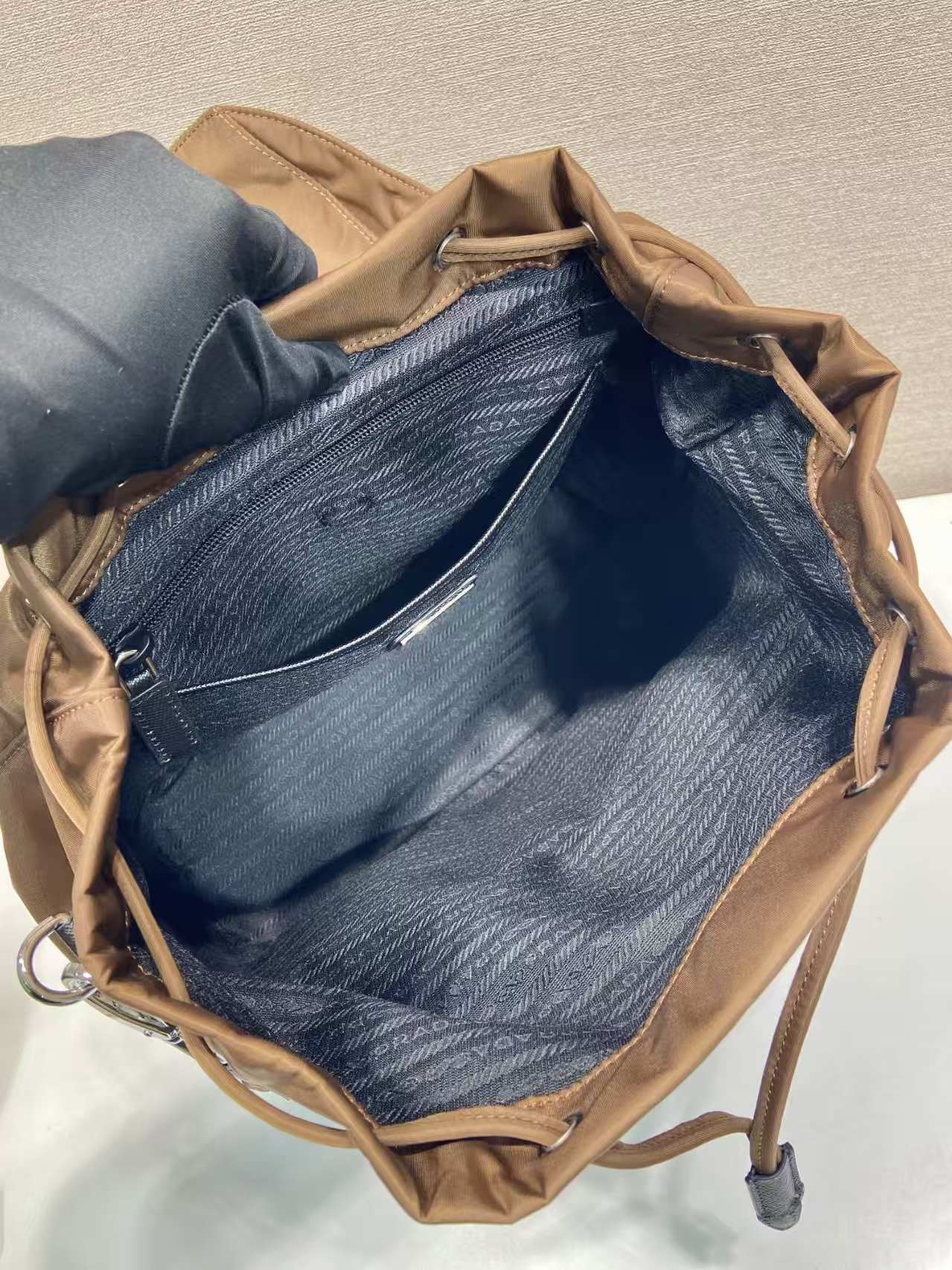 Prada Shoulder Bag Nylon Coffee 15cm-l