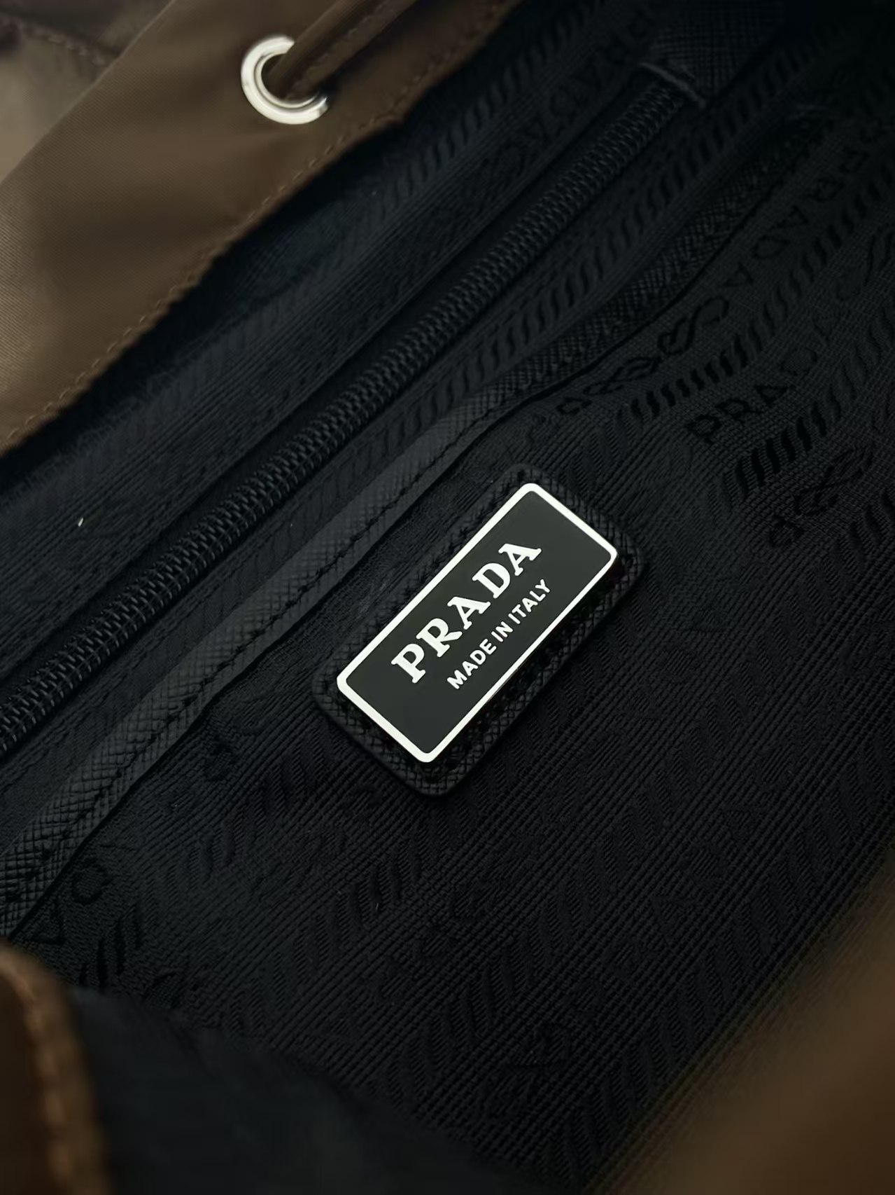 Prada Shoulder Bag Nylon Coffee 15cm-l