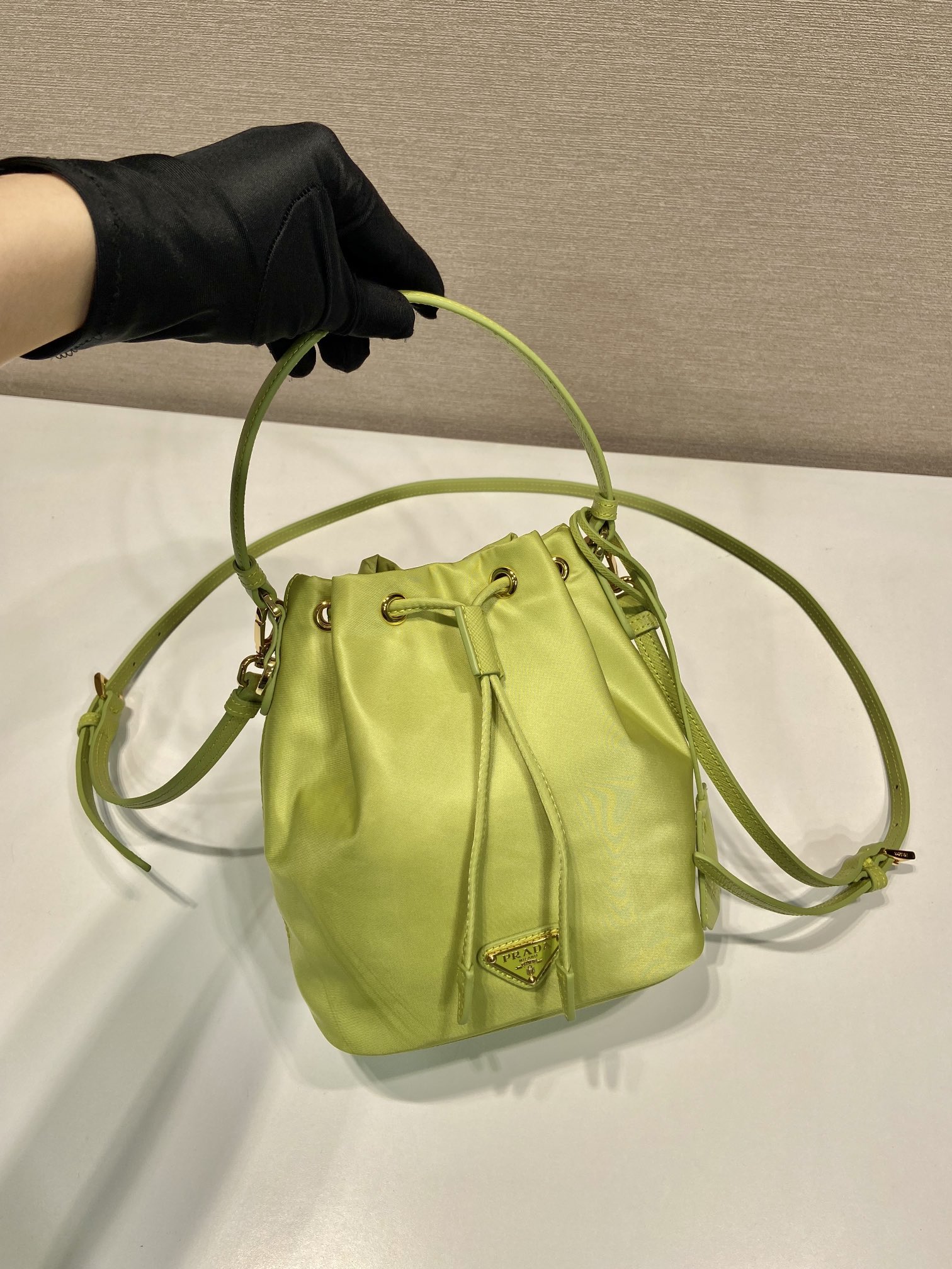 Prada Bucket Bag Cow Leather Gold 10cm