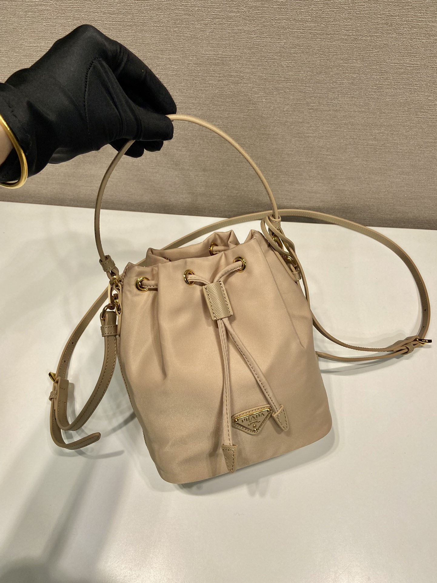 Prada Bucket Bag Cow Leather Gold 10cm