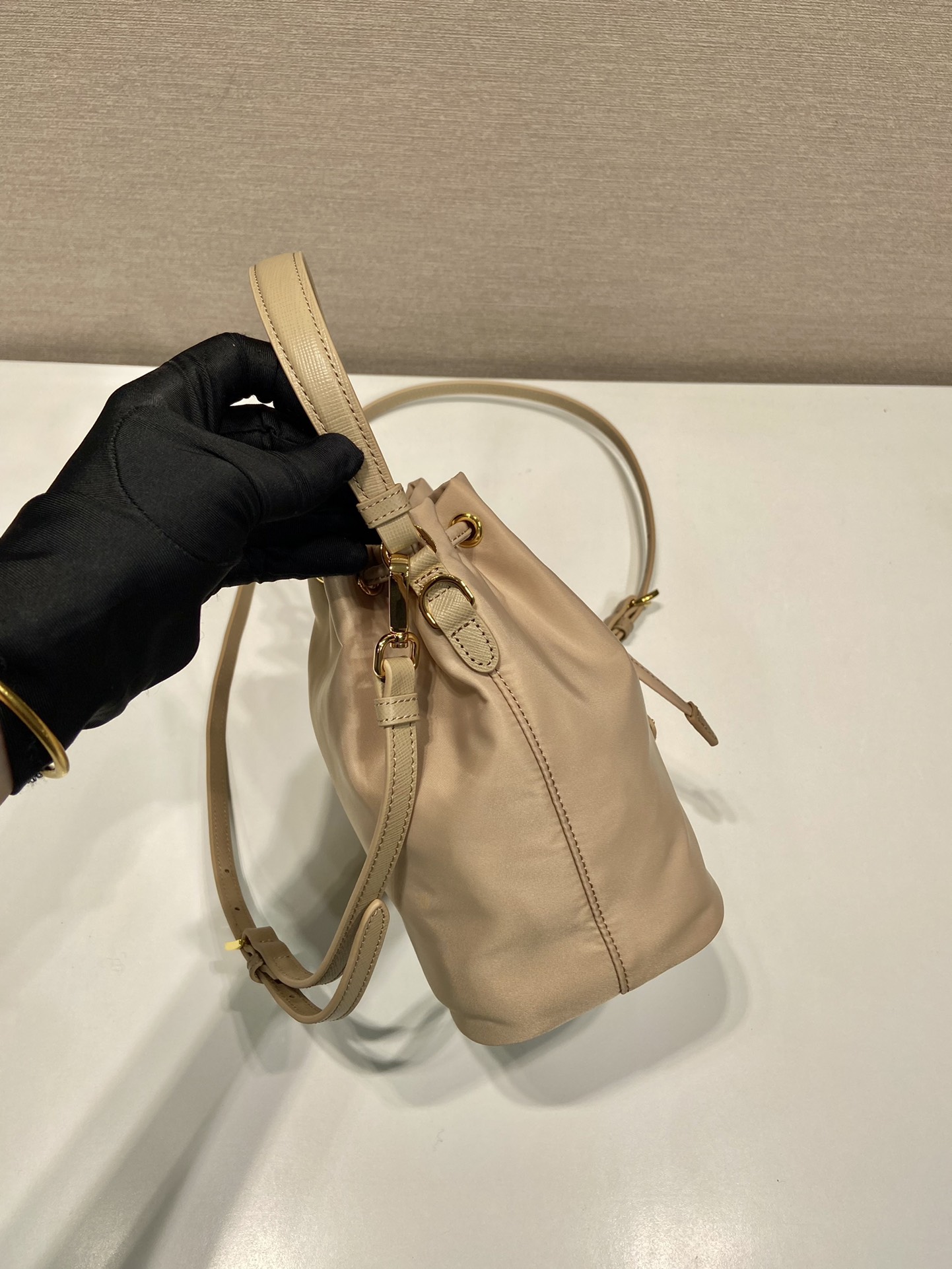 Prada Bucket Bag Cow Leather Gold 10cm