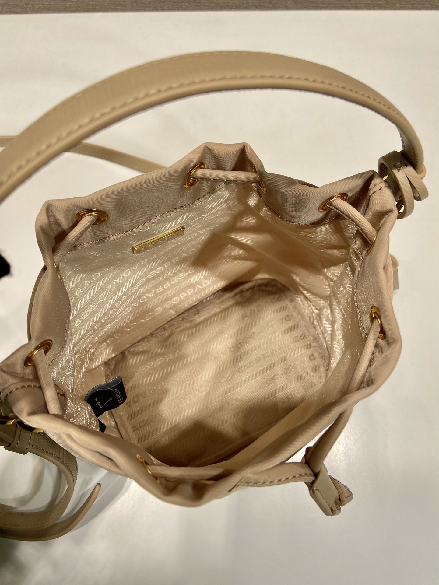 Prada Bucket Bag Cow Leather Gold 10cm