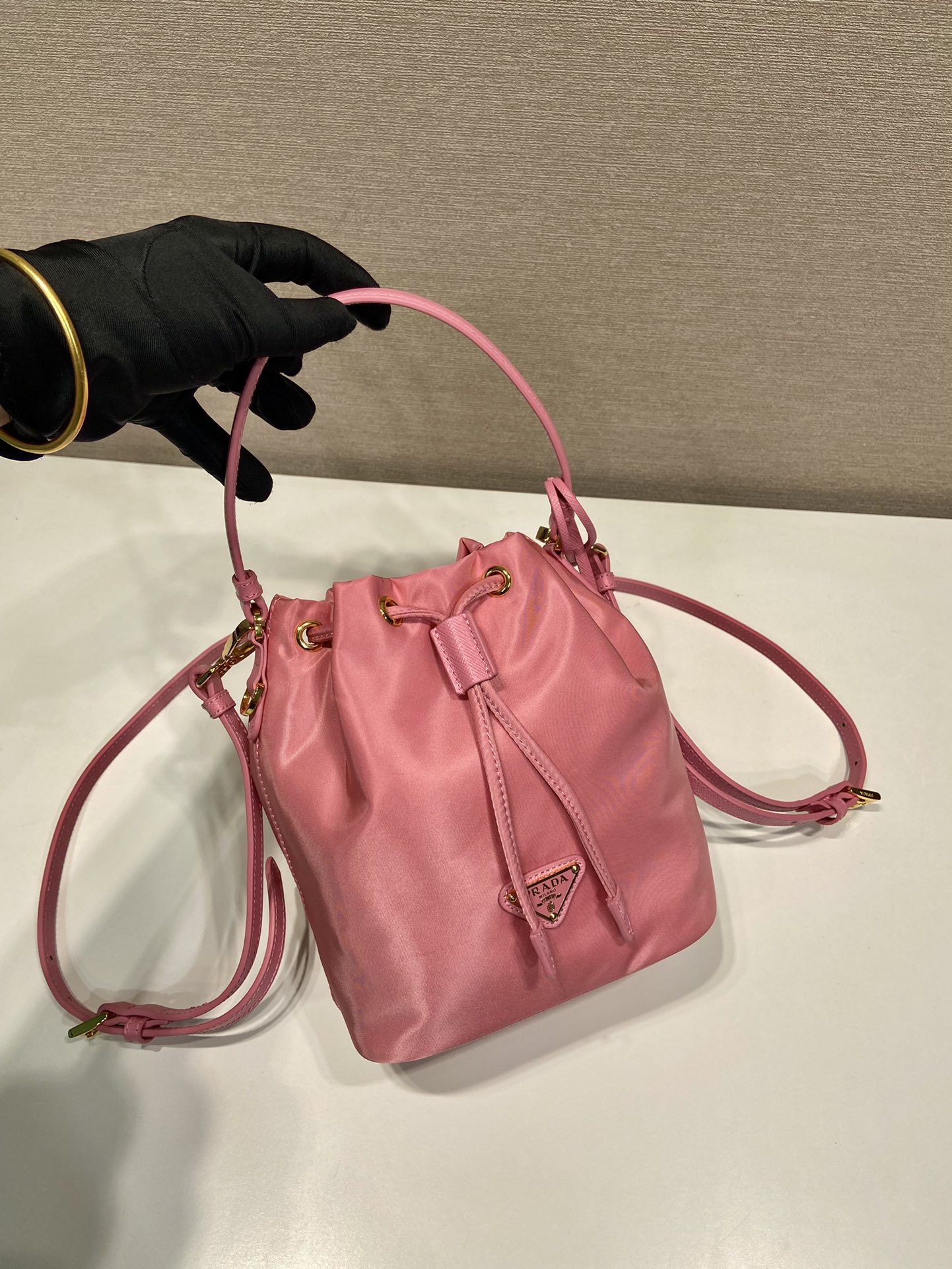 Prada Bucket Bag Cow Leather Gold 10cm