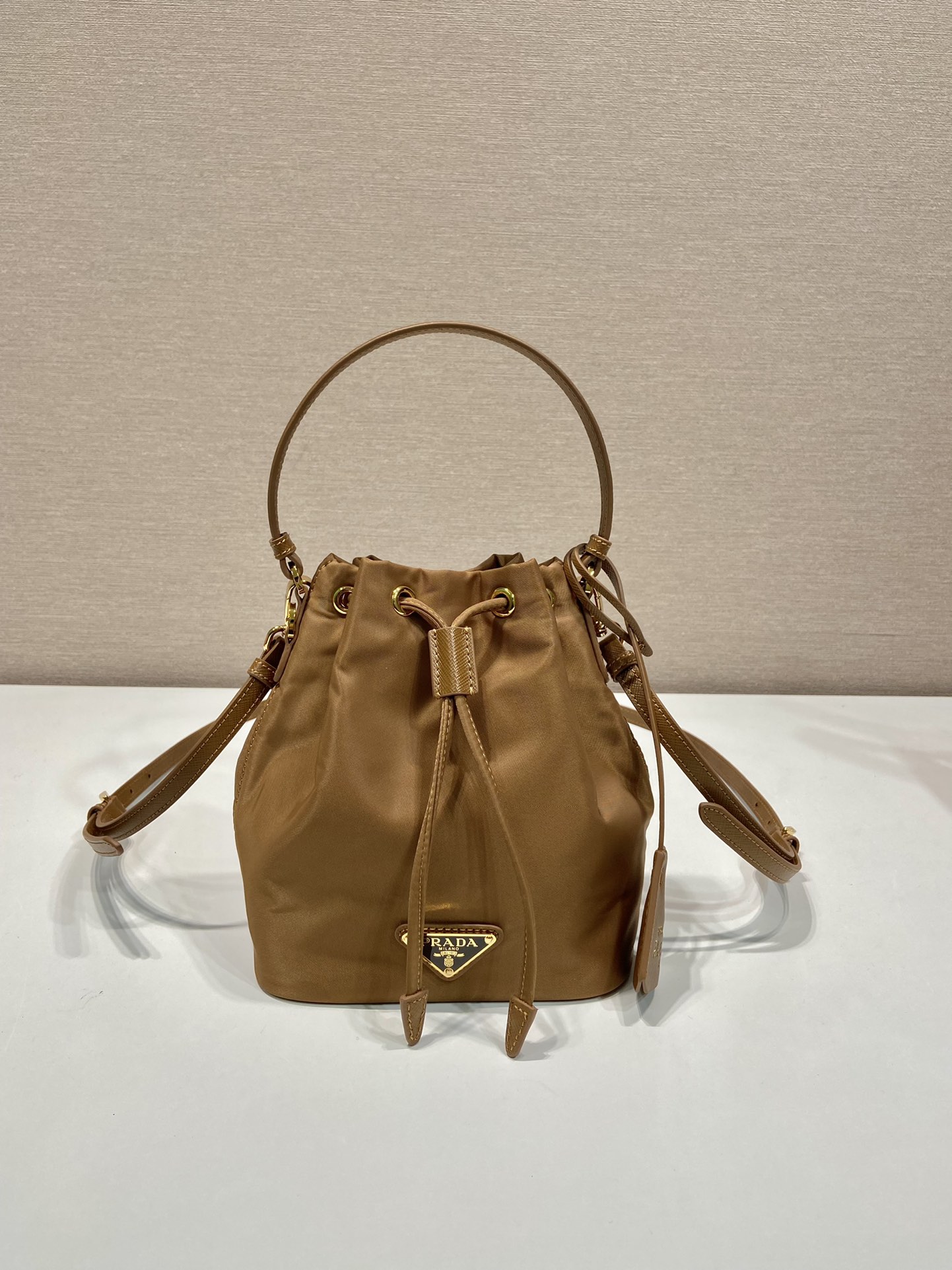 Prada Bucket Bag Cow Leather Gold 10cm