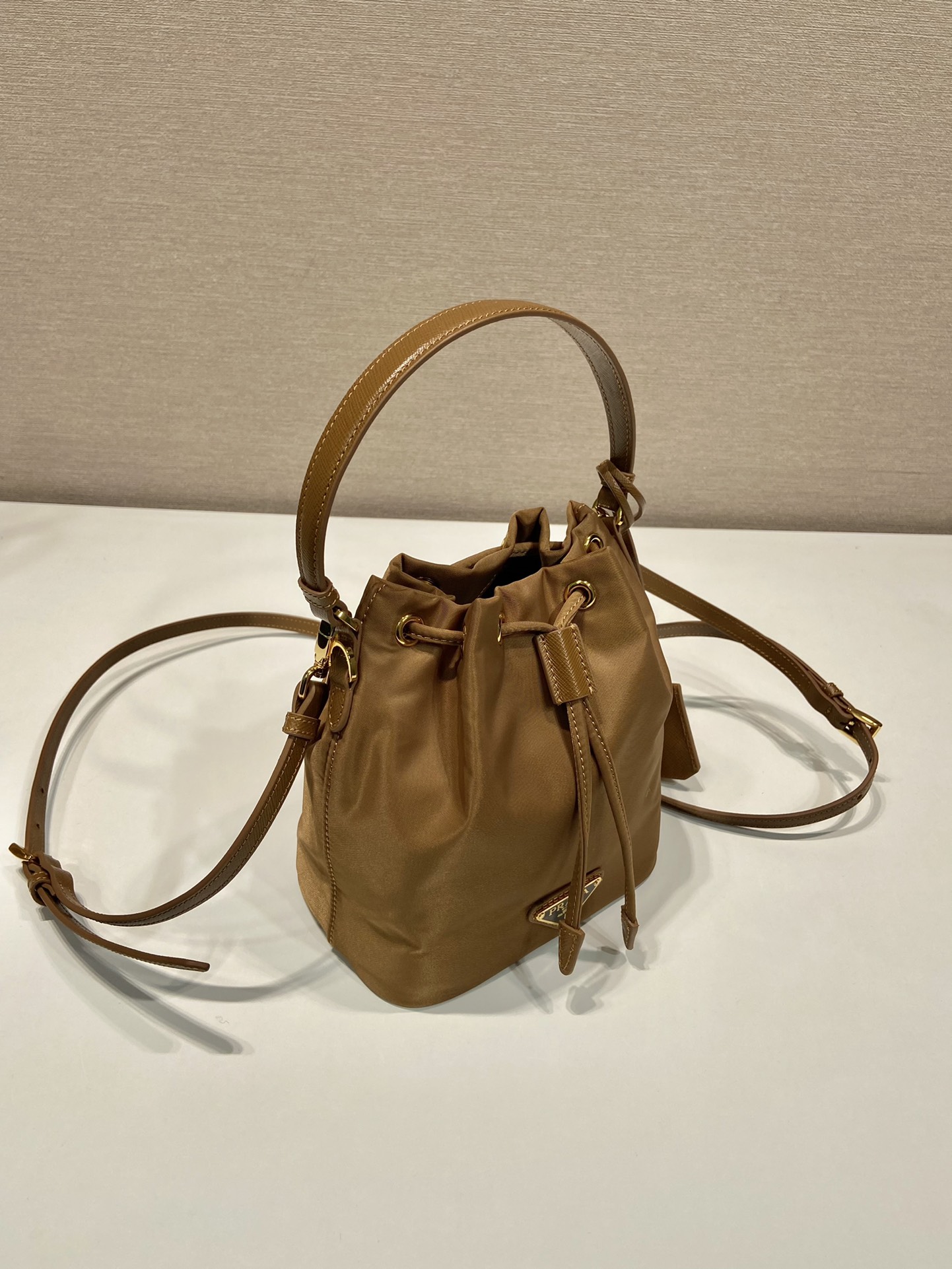 Prada Bucket Bag Cow Leather Gold 10cm