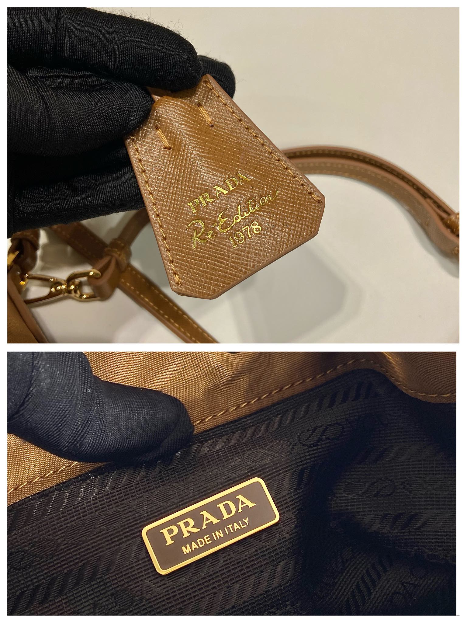Prada Bucket Bag Cow Leather Gold 10cm