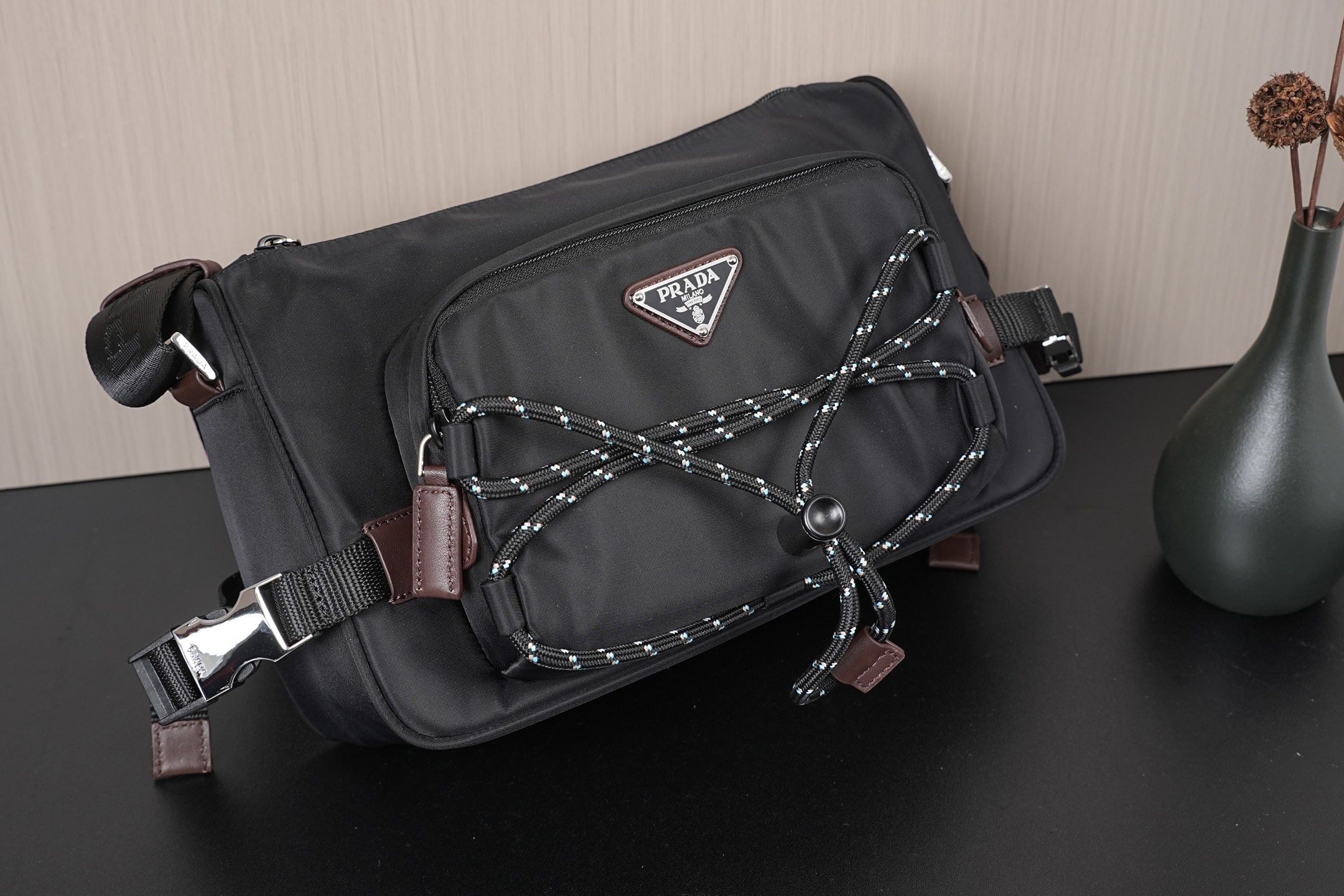 Prada Shoulder Bag Nylon Black 10cm-l
