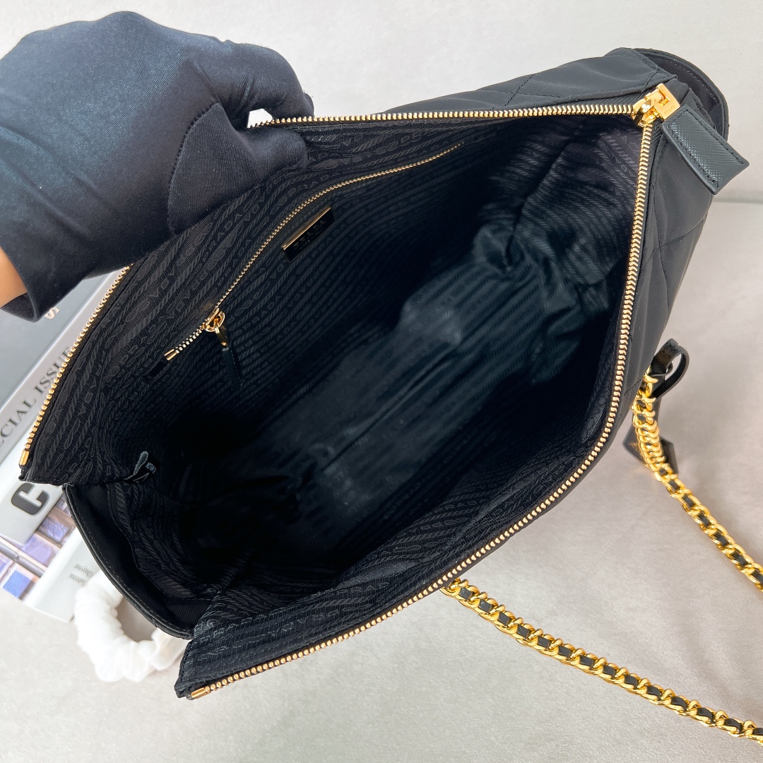 Prada Shoulder Bag Nylon Black Waterproof M-s