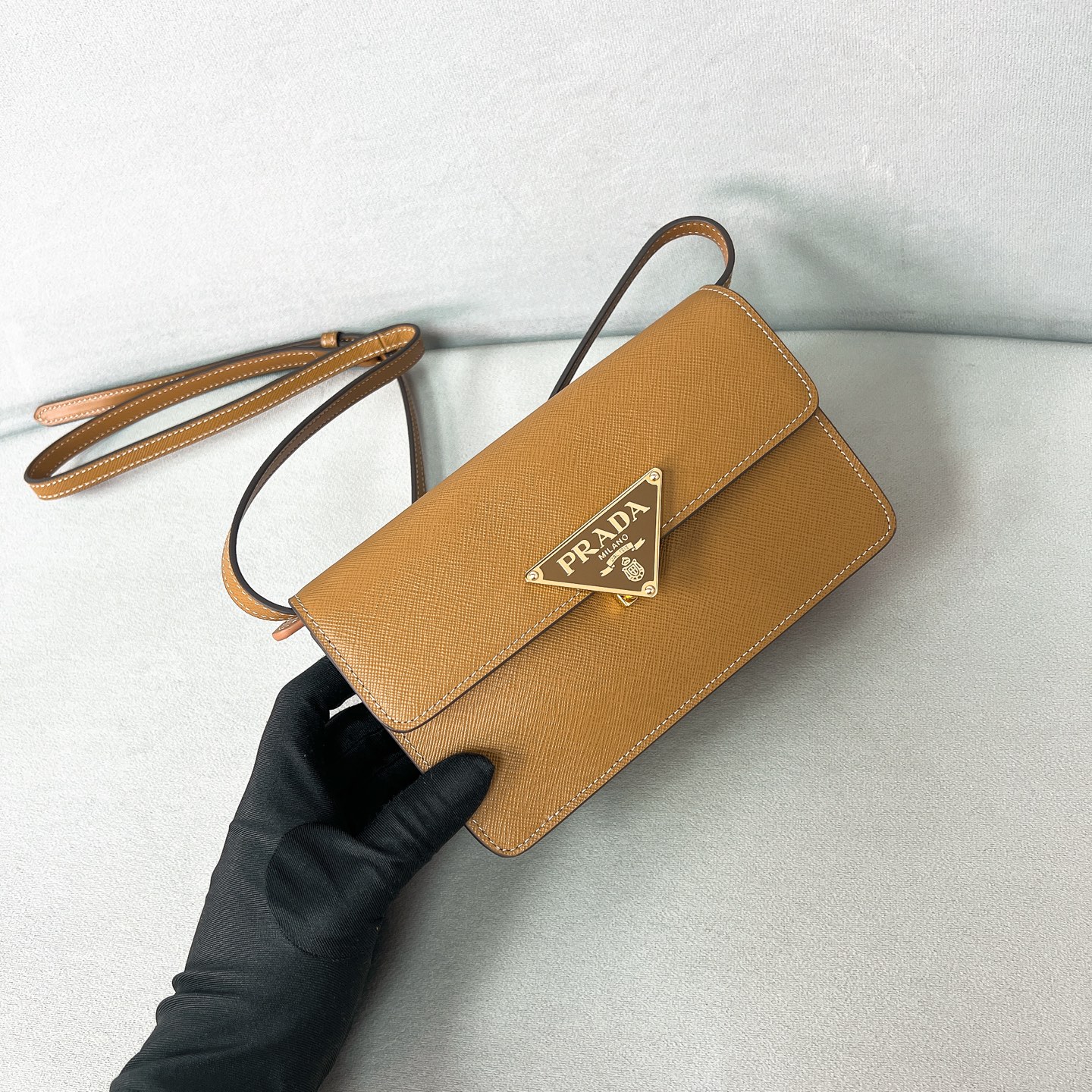 Prada Shoulder Bag Cow Leather Gold