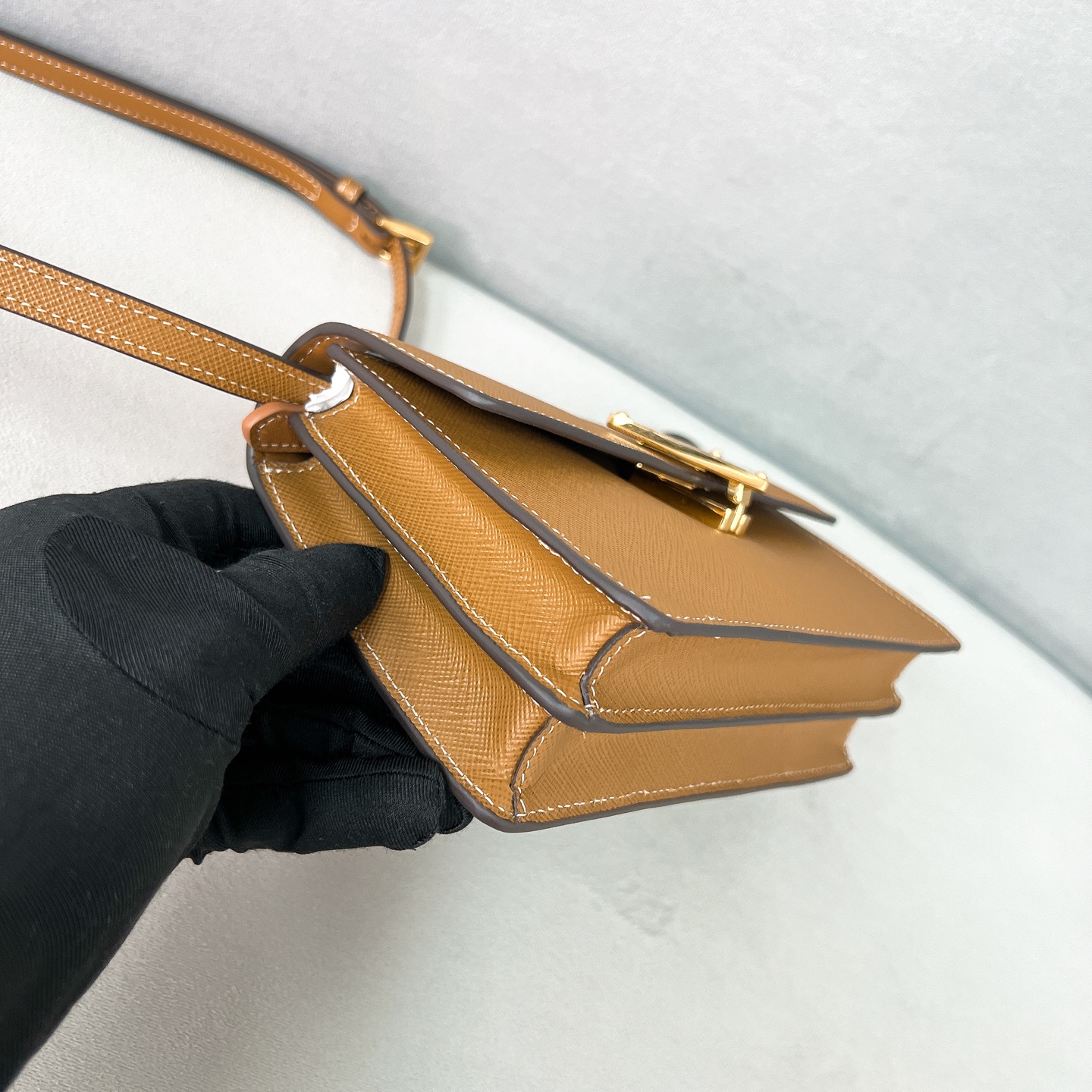 Prada Shoulder Bag Cow Leather Gold