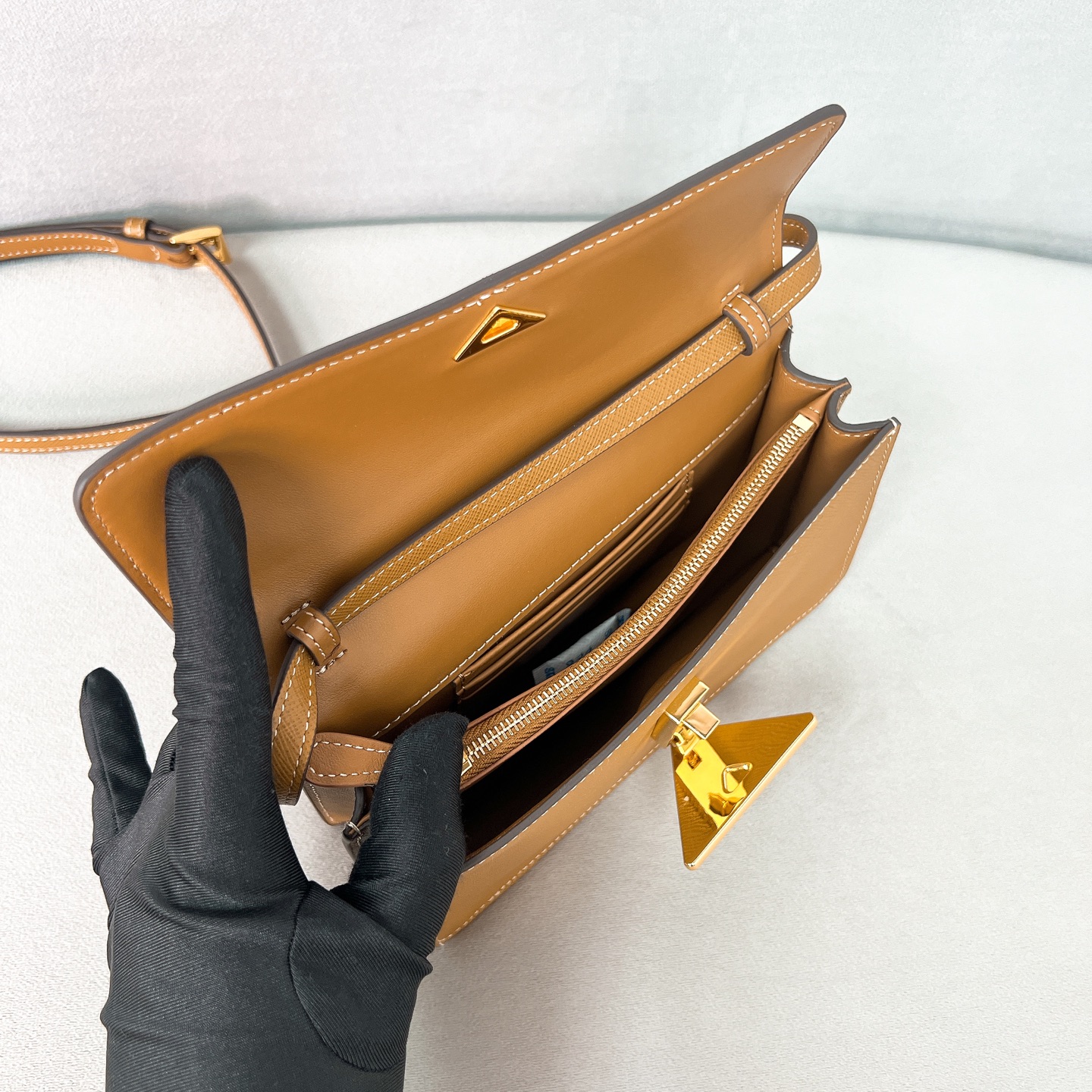 Prada Shoulder Bag Cow Leather Gold