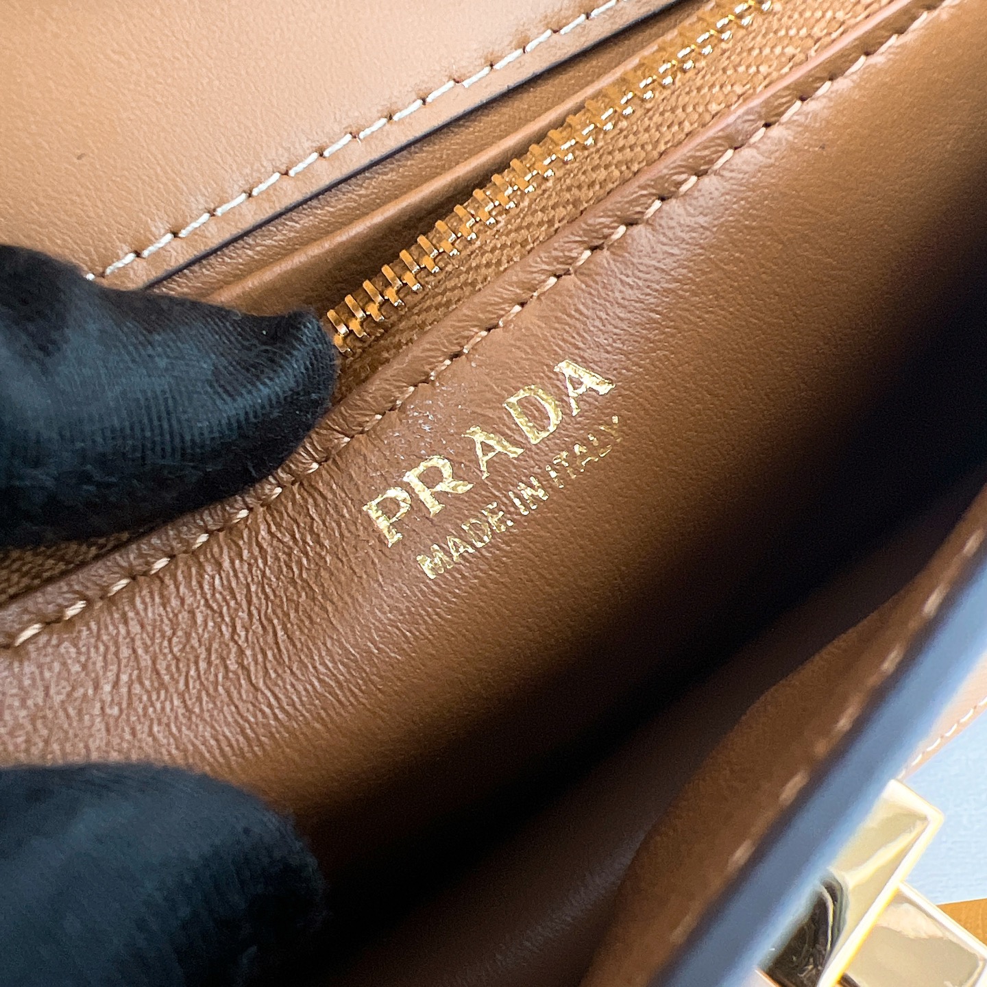 Prada Shoulder Bag Cow Leather Gold