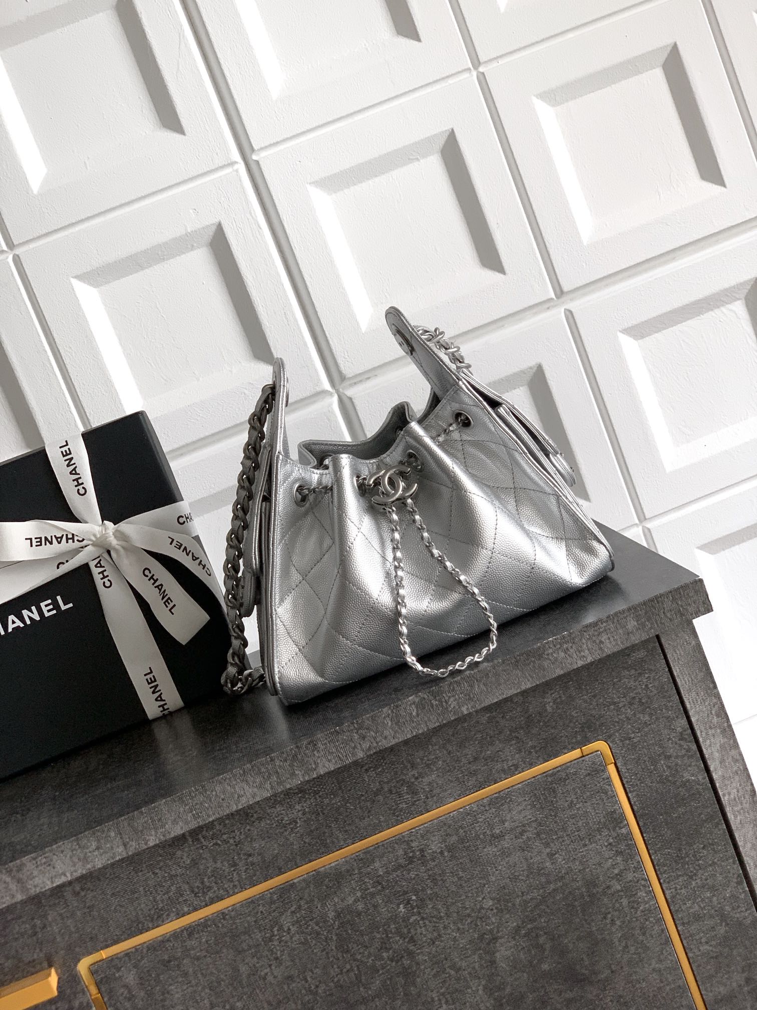 Chanel Basic Bag Silver M-l