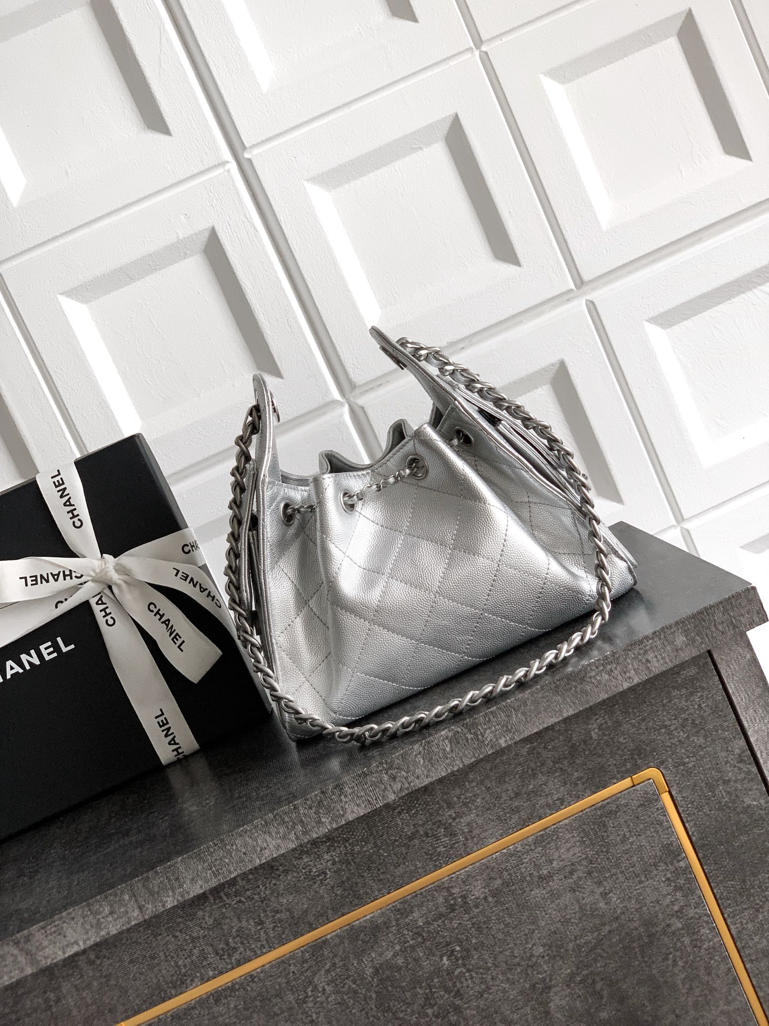 Chanel Basic Bag Silver M-l